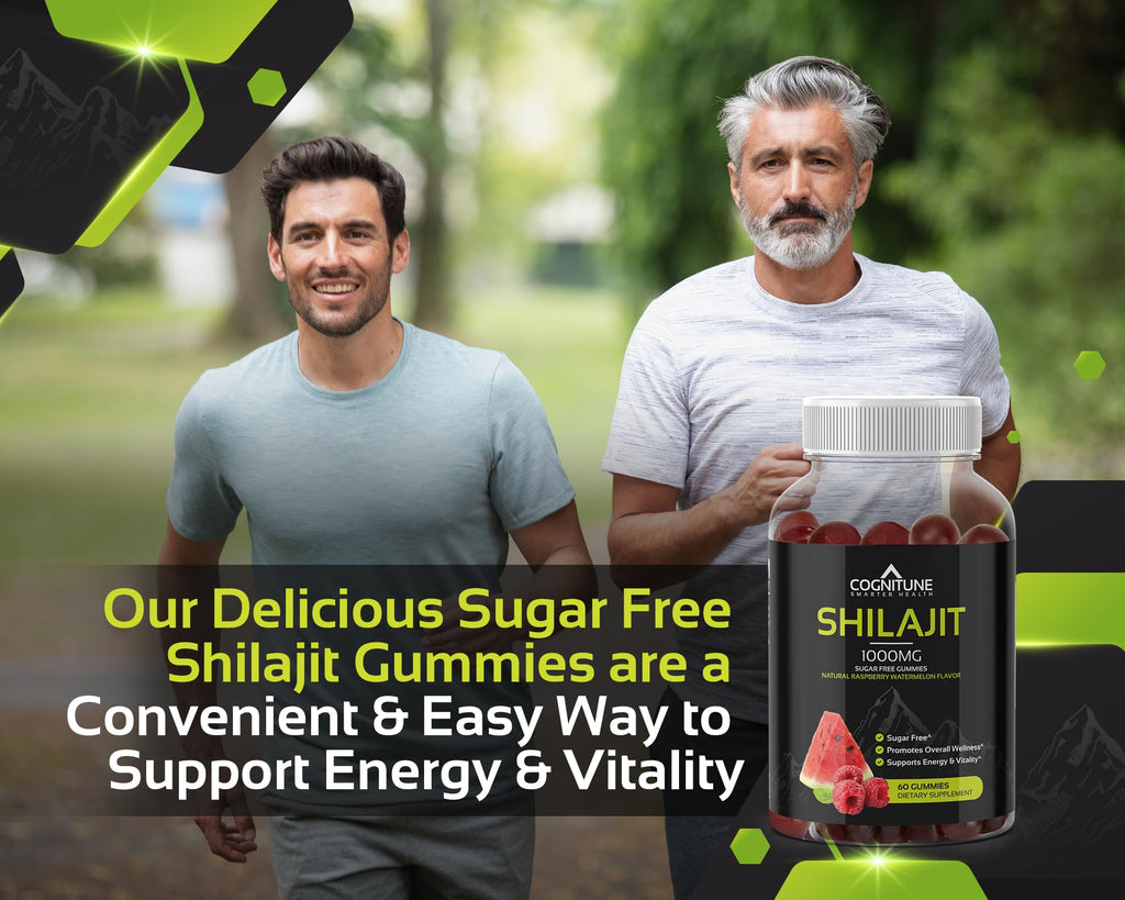 Shilajit Gummies 1000mg – Himalayan Shilajit with Fulvic Acid | Raspberry-Watermelon, Vegan, Sugar-Free