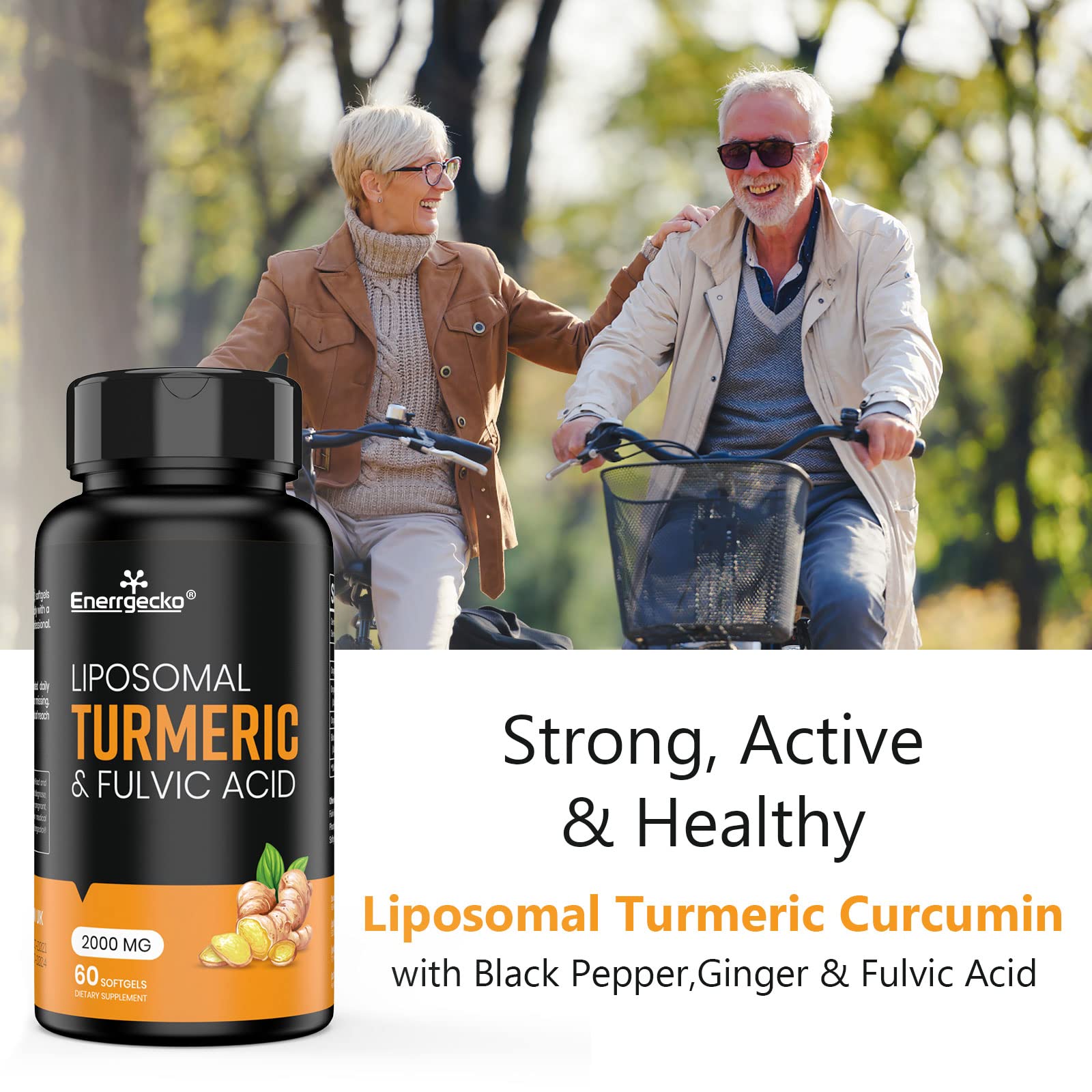 2000 mg Liposomal Turmeric Curcumin with Black Pepper & Ginger – Superior Absorption (60 Count)