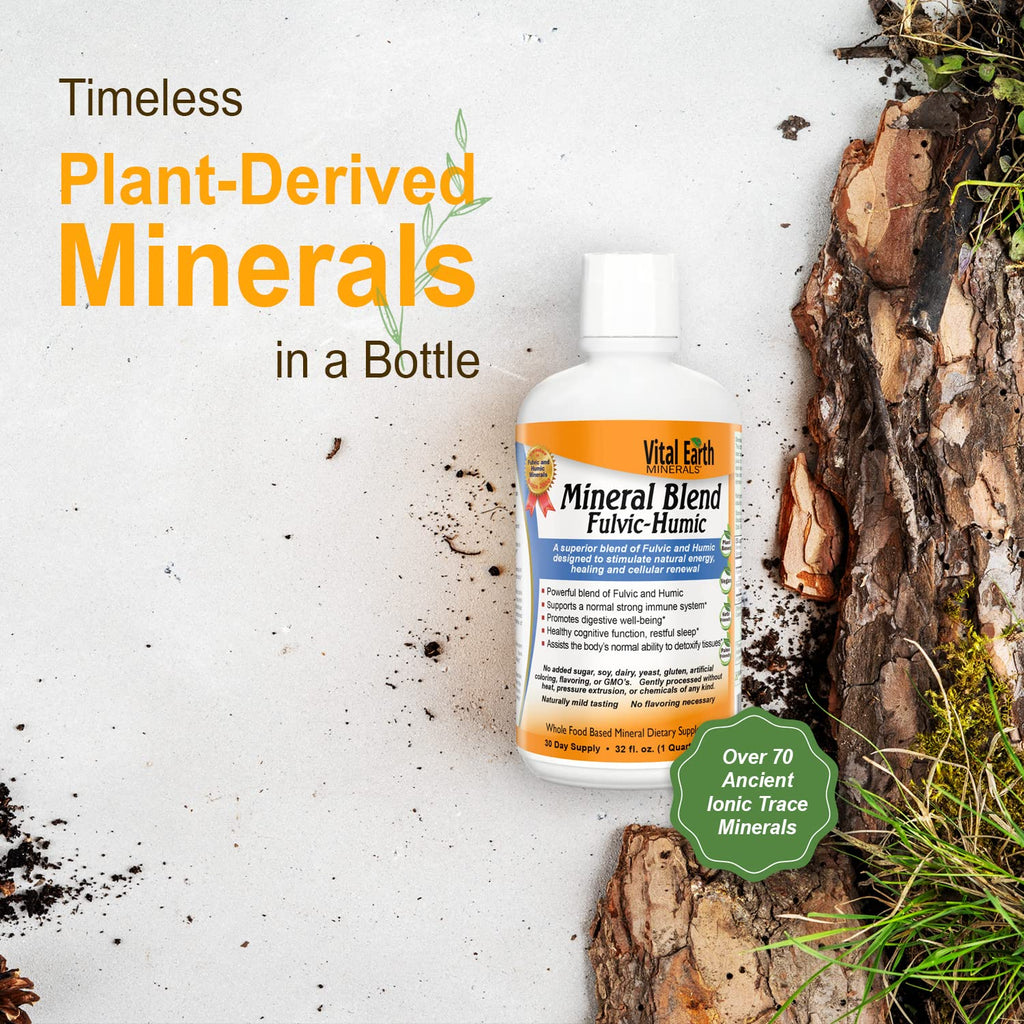 Vital Earth Minerals Fulvic Humic Mineral Blend Liquid 2-Pack – 70+ Trace Minerals & Electrolytes