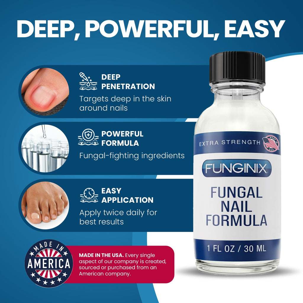 FUNGINIX Toenail Fungus Treatment Extra Strength – 10% Undecylenic Acid + Tea Tree Oil (Made in USA)