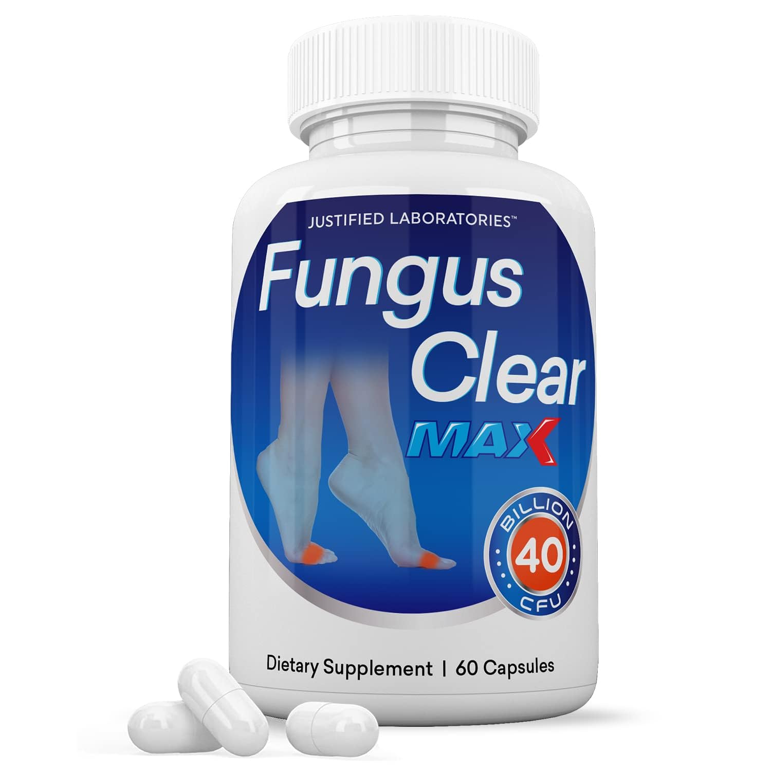 Justified Laboratories Fungus Clear Max Pills – 40 Billion CFU Probiotic, 60 Capsules