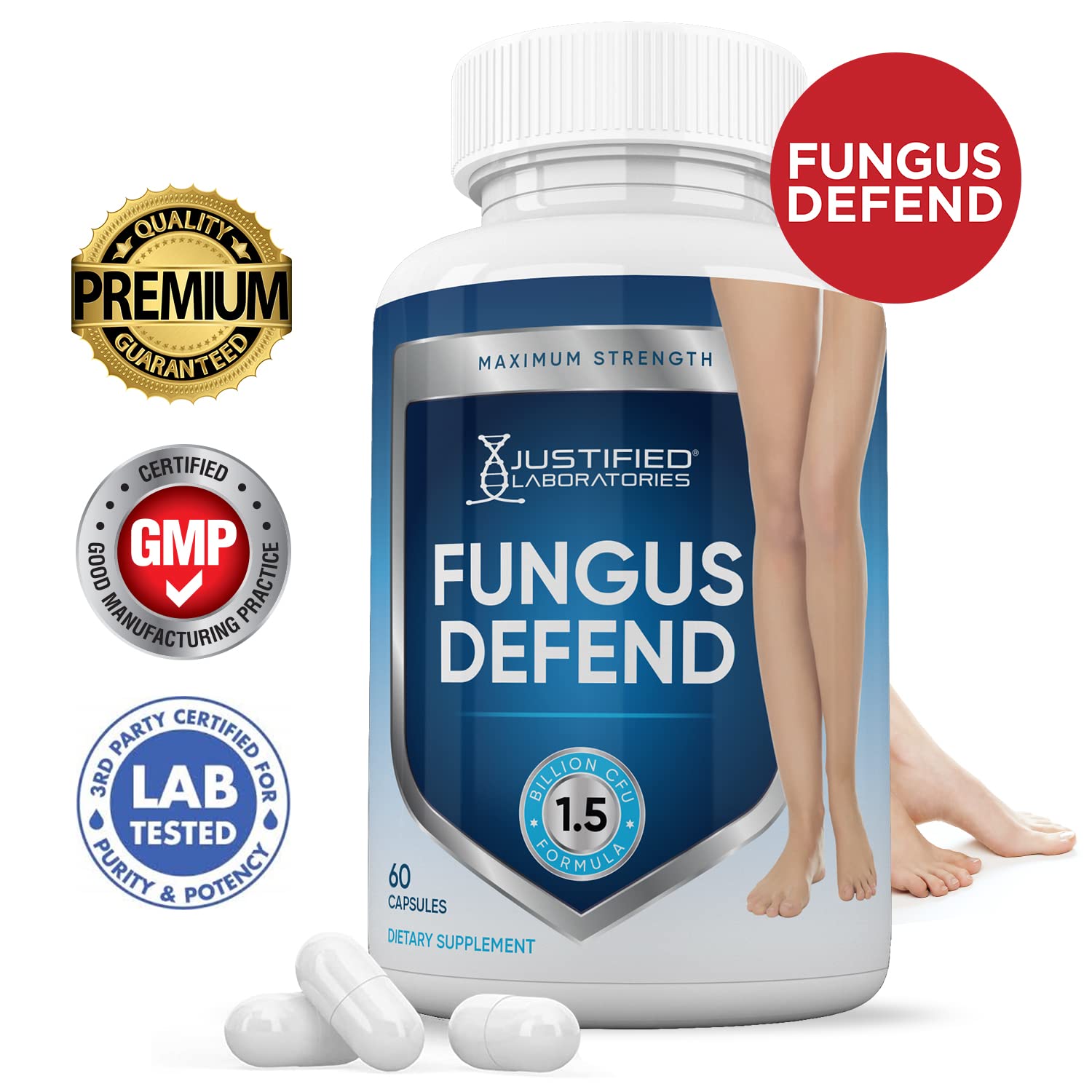 Justified Laboratories Fungus Defend Probiotic 1.5B CFU – 2 Pack, 120 Capsules