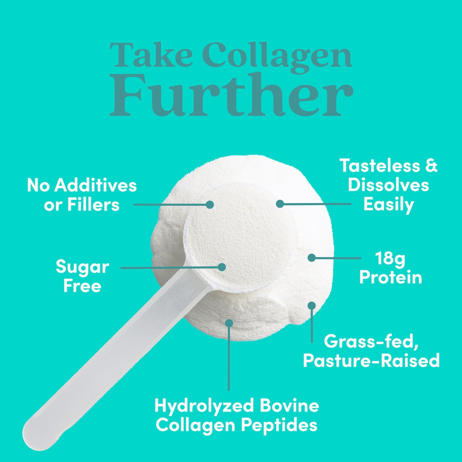 Further Food Unflavored Collagen Peptides Powder – 100% Grass-Fed, Hydrolyzed Type 1 & 3, 20g per Serving, 1.5 lb