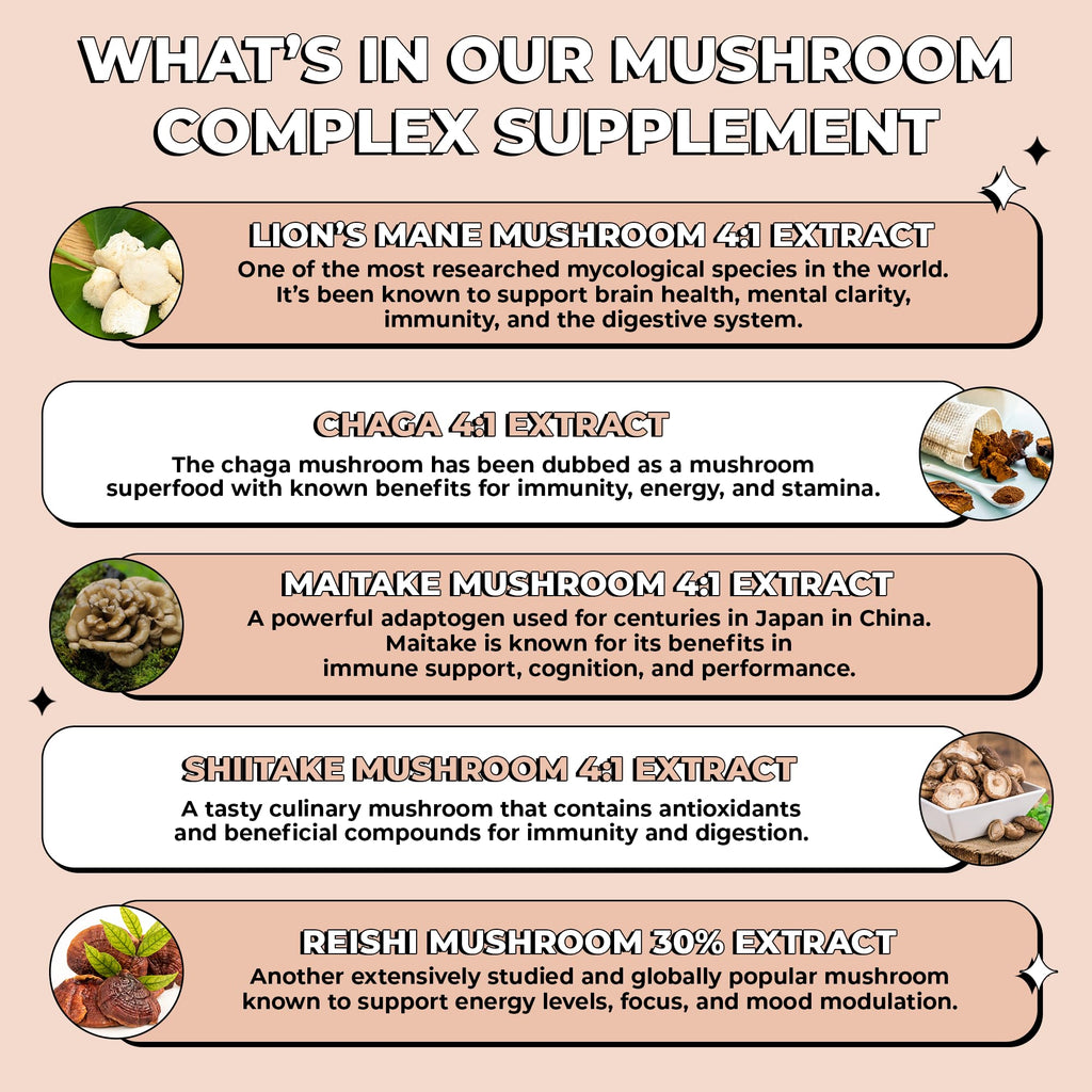 Future Kind Vegan Lion’s Mane Mushroom Complex – Brain Support with Chaga, Reishi, Maitake & Shiitake (30ct) | Memory & Focus
