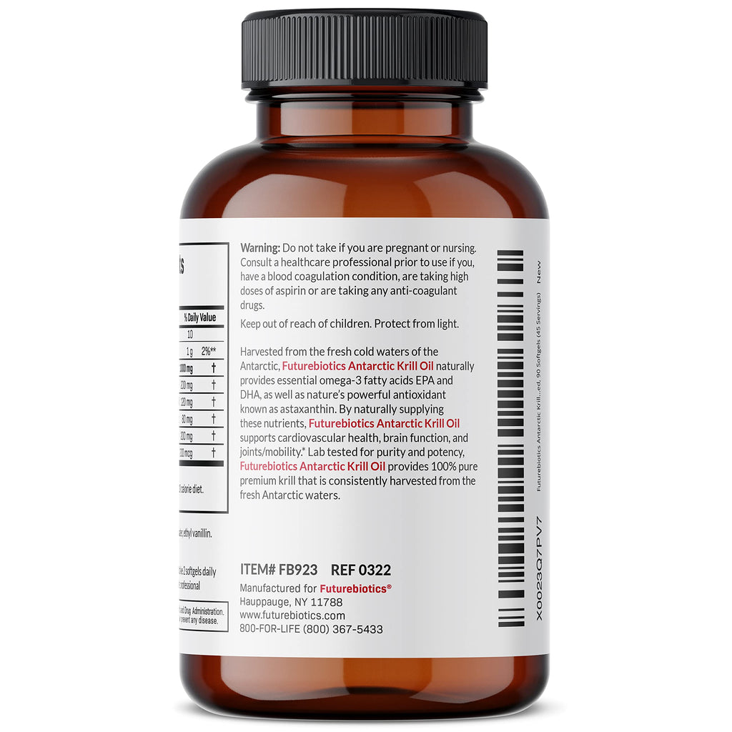 Futurebiotics Antarctic Krill Oil 1000mg - Omega-3 EPA/DHA, Astaxanthin, 90 Softgels