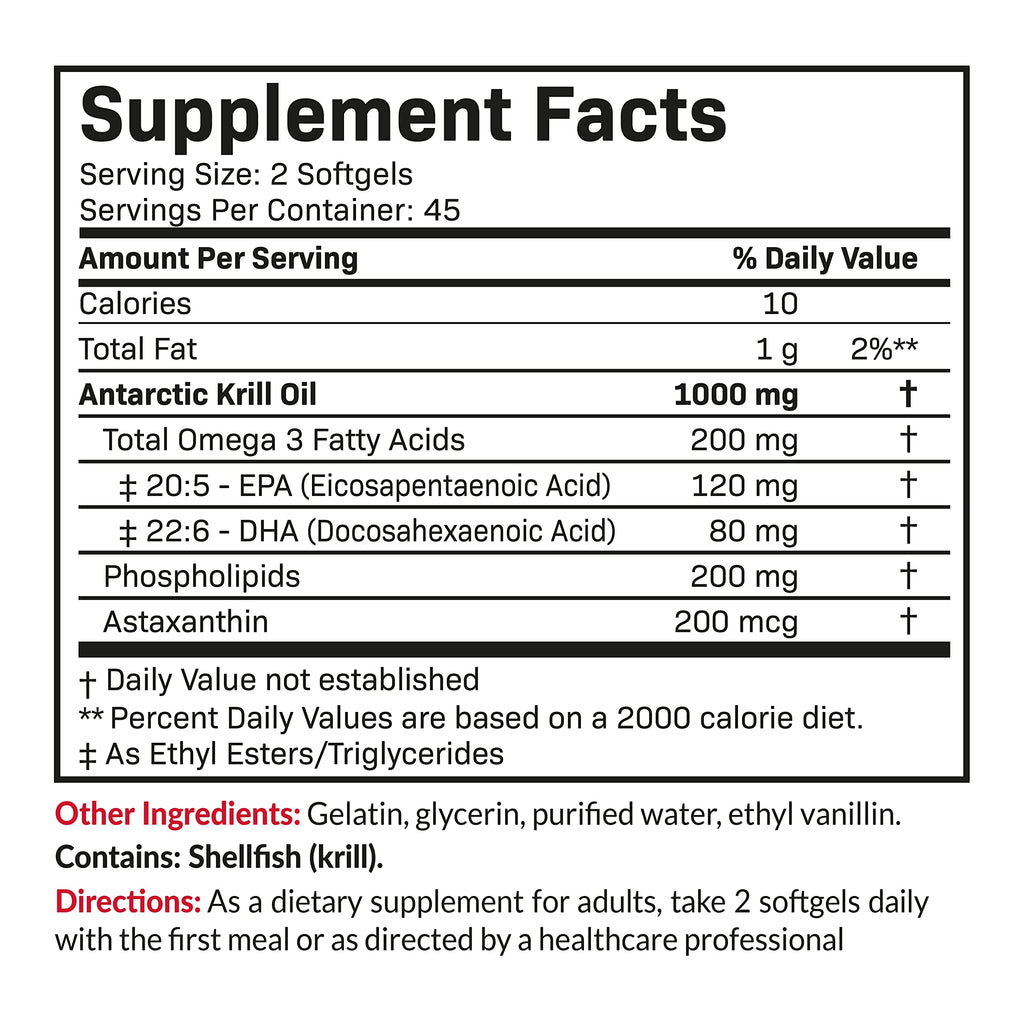 Futurebiotics Antarctic Krill Oil 1000mg - Omega-3 EPA/DHA, Astaxanthin, 90 Softgels
