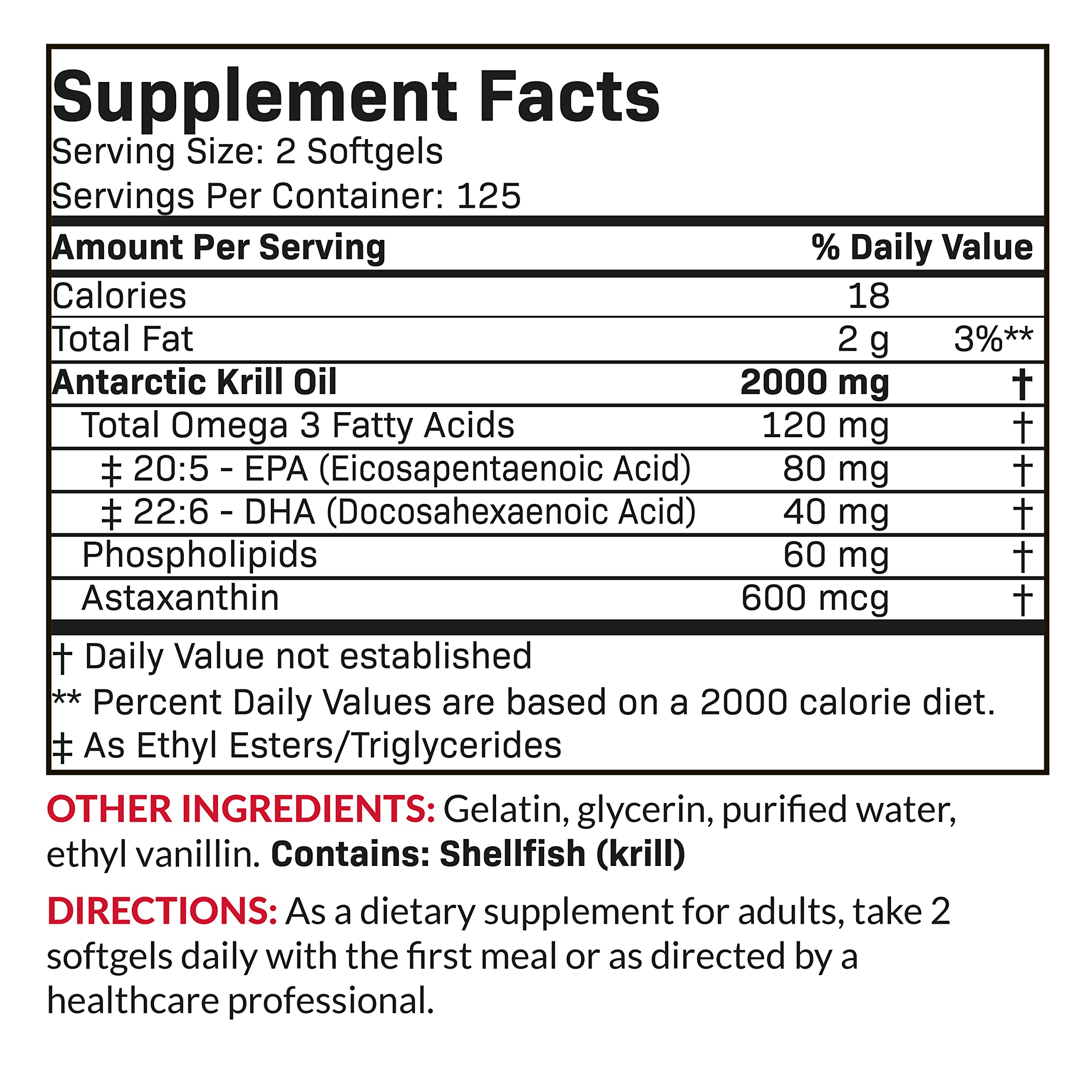 Futurebiotics Antarctic Krill Oil 2000mg + Astaxanthin – 250 Softgels, Heavy Metal Tested