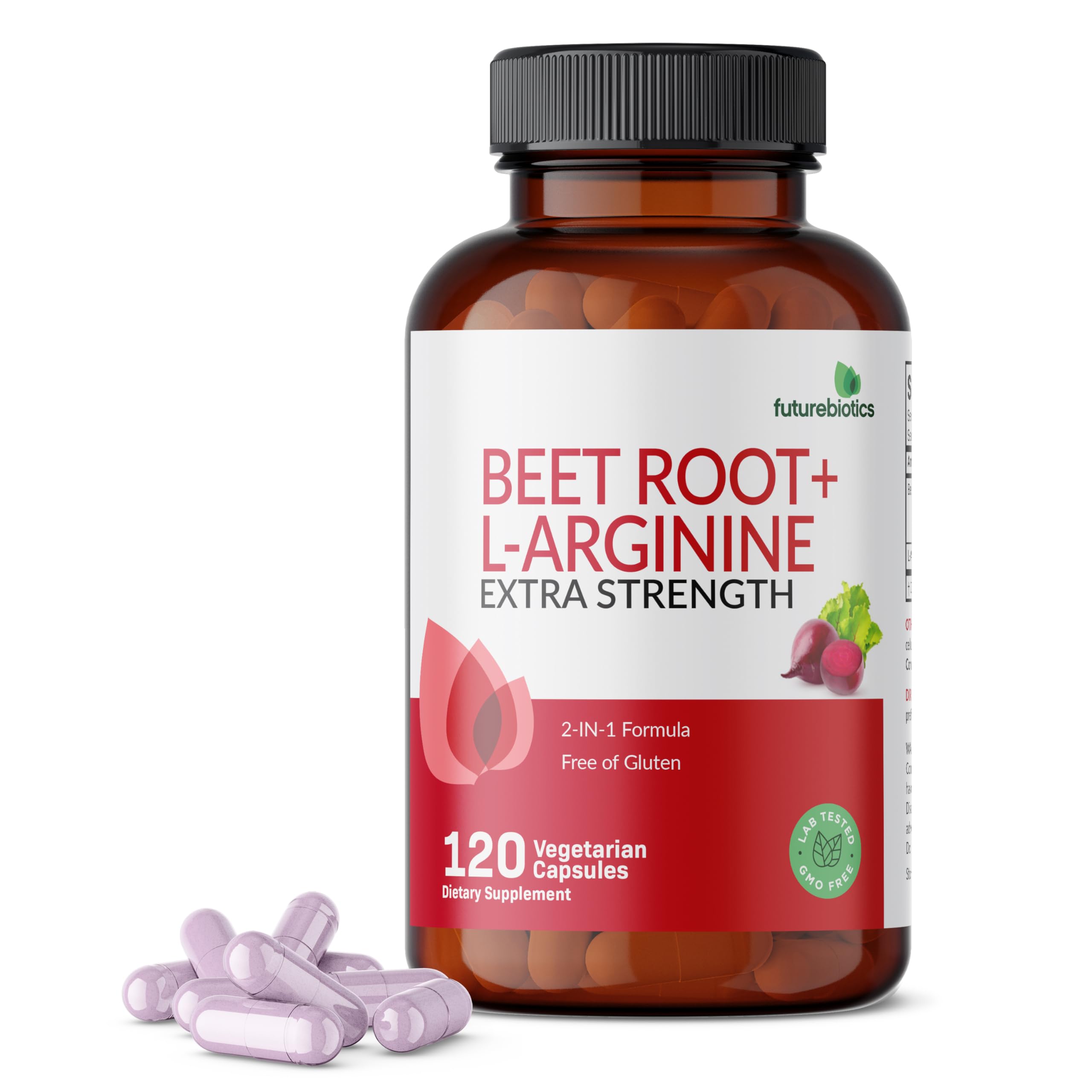 Futurebiotics Beet Root + L-Arginine | Non-GMO 120 Veg Capsules