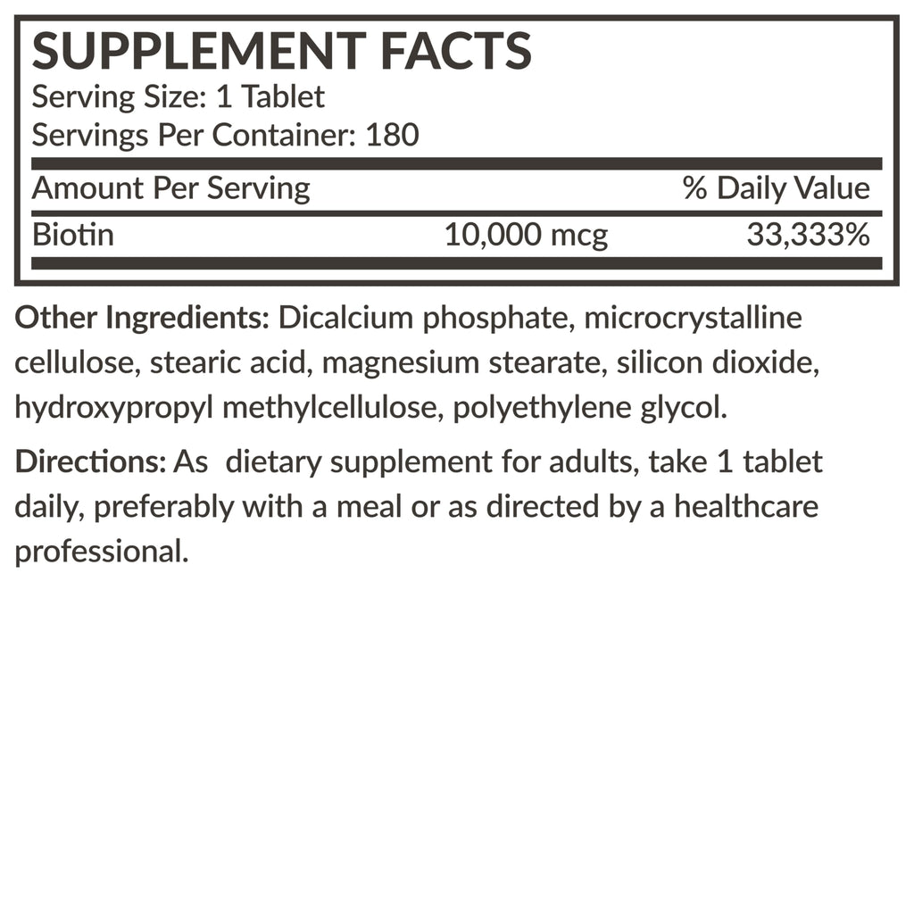 Futurebiotics Biotin 10,000 MCG High Potency Tablets – Hair, Skin & Nails Support, Non-GMO, 180 Vegetarian Tablets