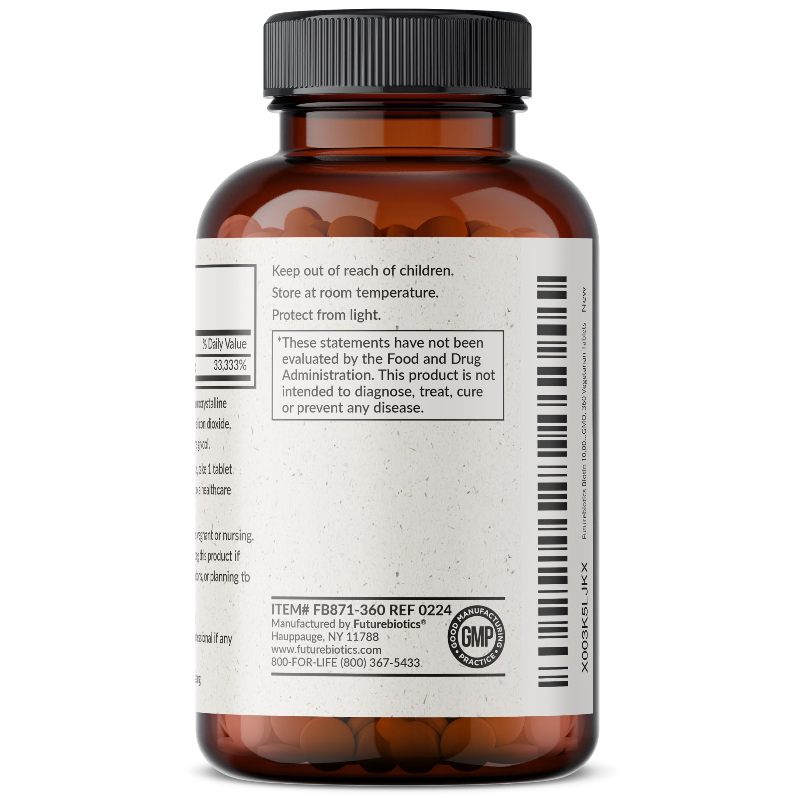 Futurebiotics Biotin 10,000 MCG High Potency Tablets – 360 Vegetarian, Non-GMO