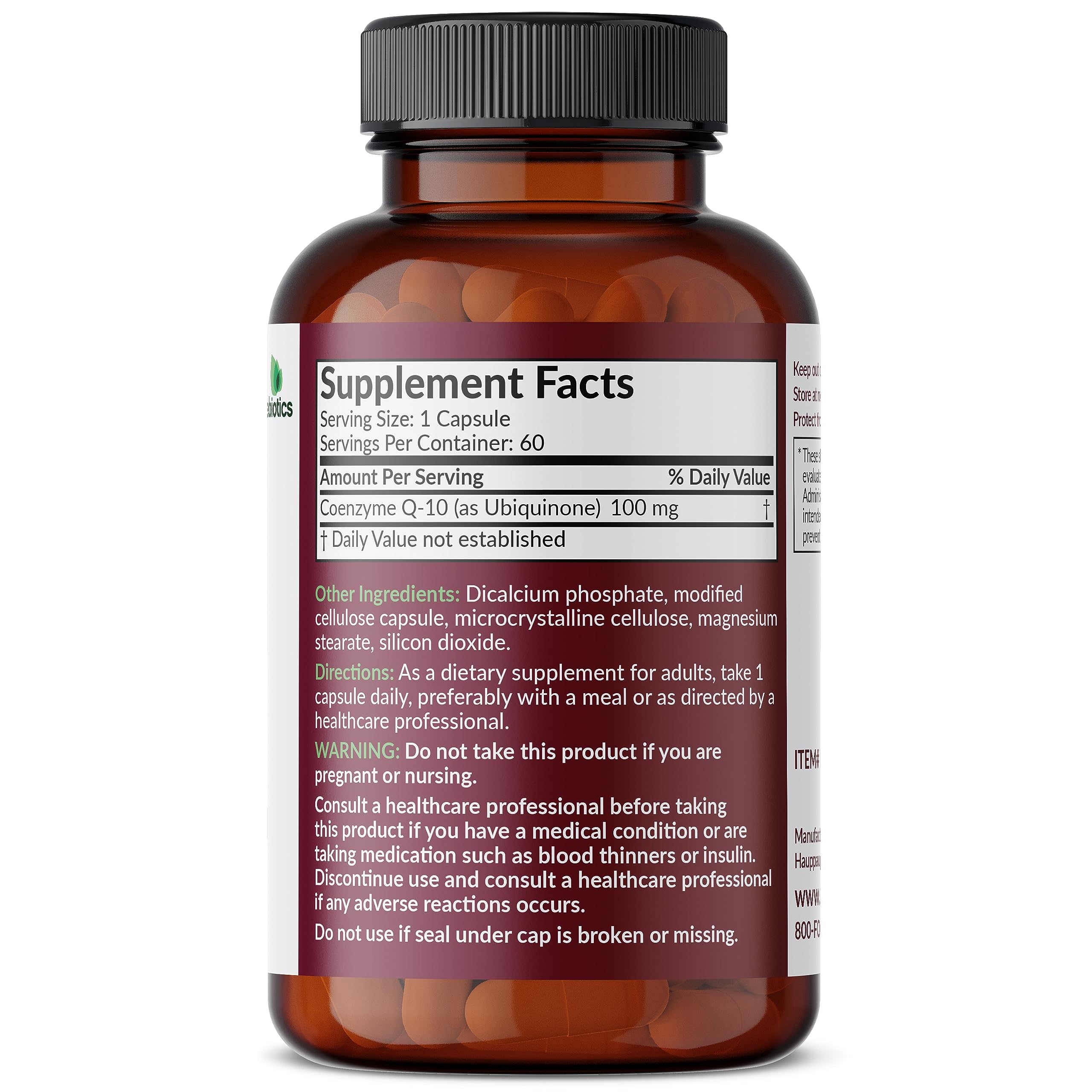 Futurebiotics CoQ10 100 MG – Cellular Energy Production | 60 Vegetarian Capsules | Gluten-Free & Vegan