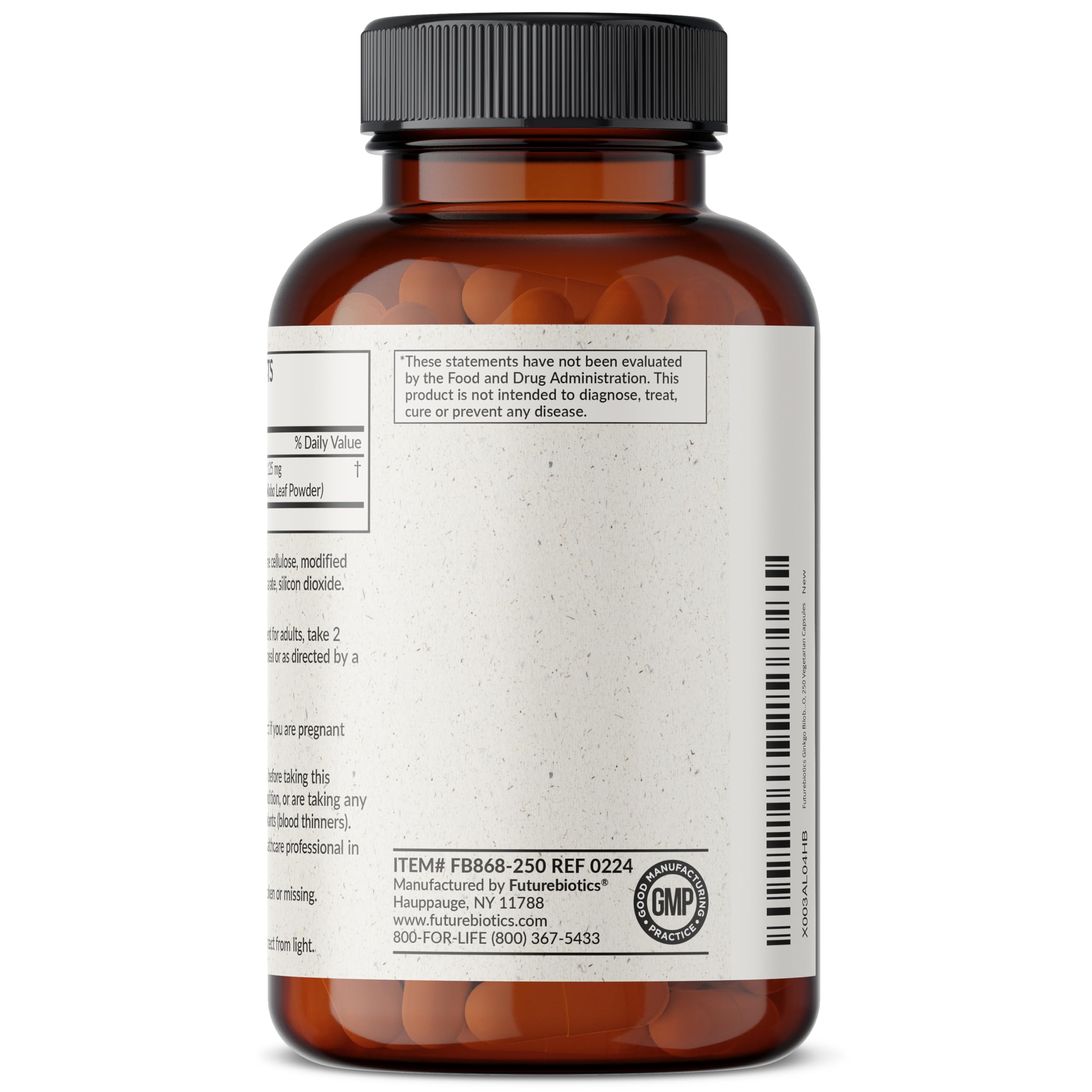 Futurebiotics Ginkgo Biloba Extra Strength Supports Brain Function & Memory Support, 250 Vegetarian Capsules