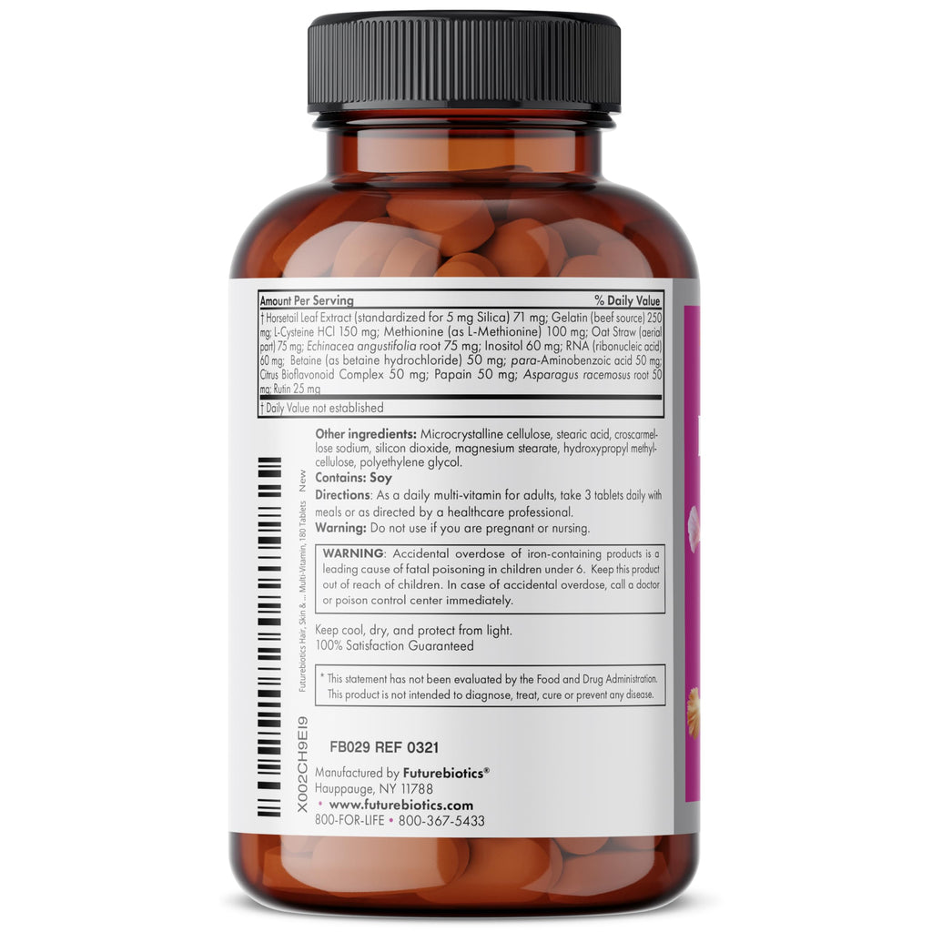 Futurebiotics Hair, Skin & Nails Beauty Multivitamin with Biotin – 180 Tablets (Pack of 2)