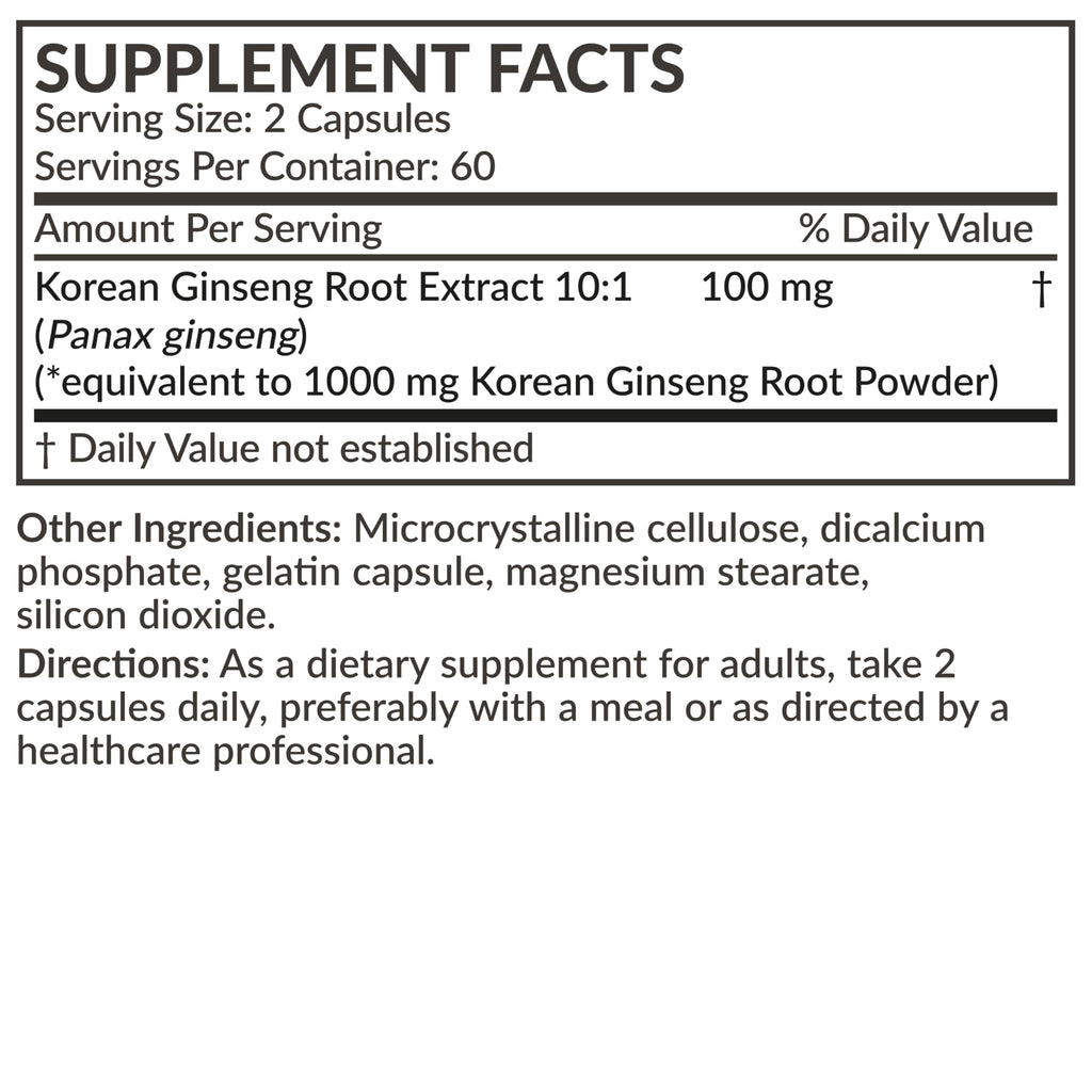 Futurebiotics Korean Panax Ginseng – Energy, Memory & Brain Health Support, 120 Capsules