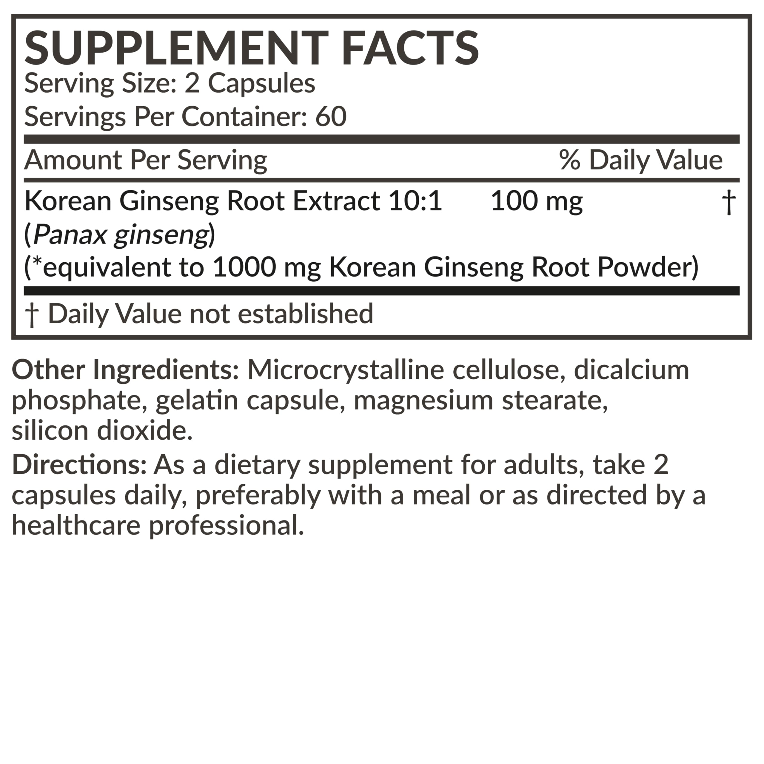 Futurebiotics Korean Panax Ginseng – Energy, Memory & Brain Health Support, 120 Capsules