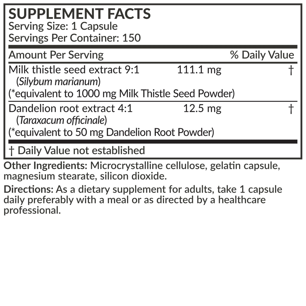 Futurebiotics Milk Thistle Silymarin Marianum & Dandelion Root – Liver Health (150 Capsules)