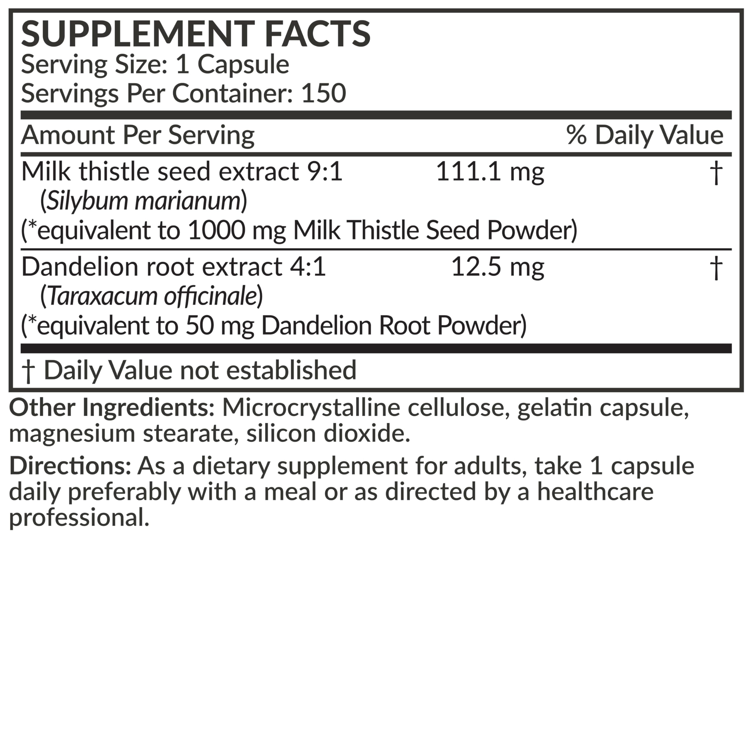 Futurebiotics Milk Thistle Silymarin Marianum & Dandelion Root – Liver Health (150 Capsules)