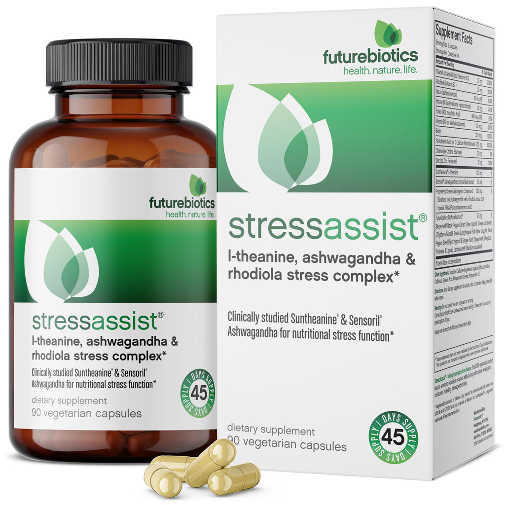 Futurebiotics StressAssist Stress Complex with L-Theanine, Ashwagandha & Rhodiola Rosea – 90 Vegetarian Capsules