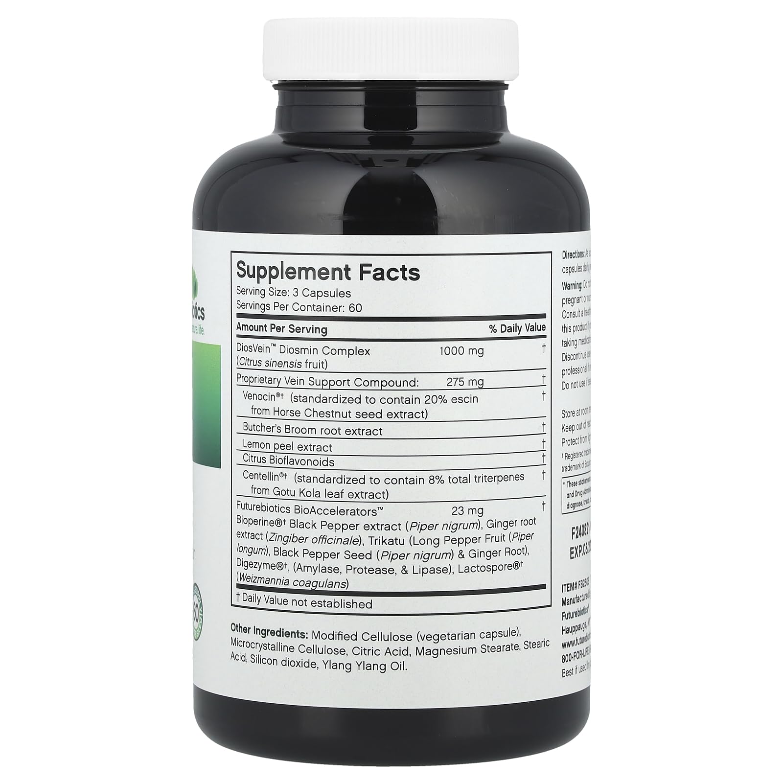 Futurebiotics VeinFactors, 180 Vegetarian Capsules – Potency-Enhanced Vascular Support