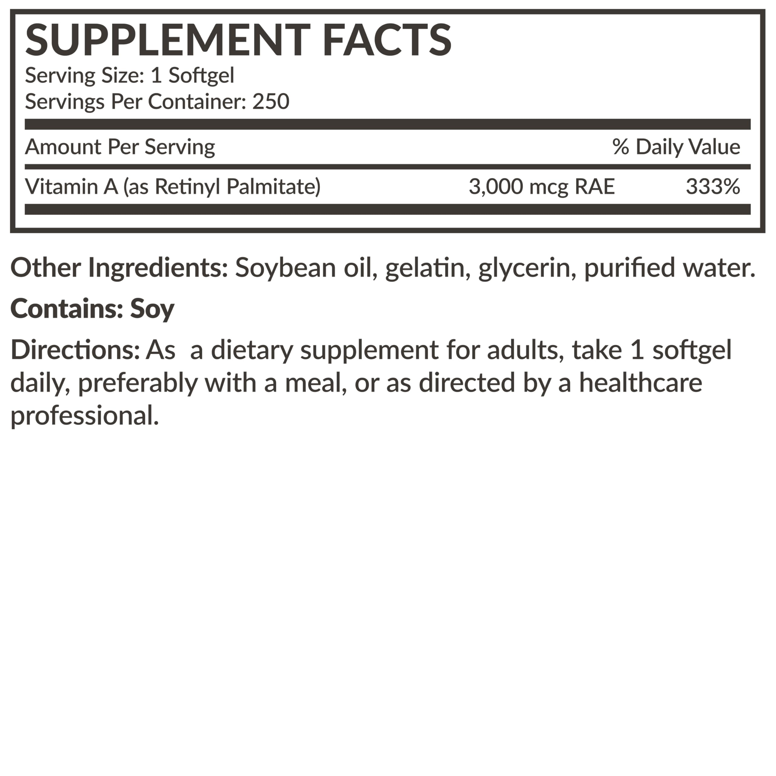 Futurebiotics Vitamin A 10,000 IU Premium Non-GMO Formula – Supports Vision, Immune Health, and Growth | 250 Softgels