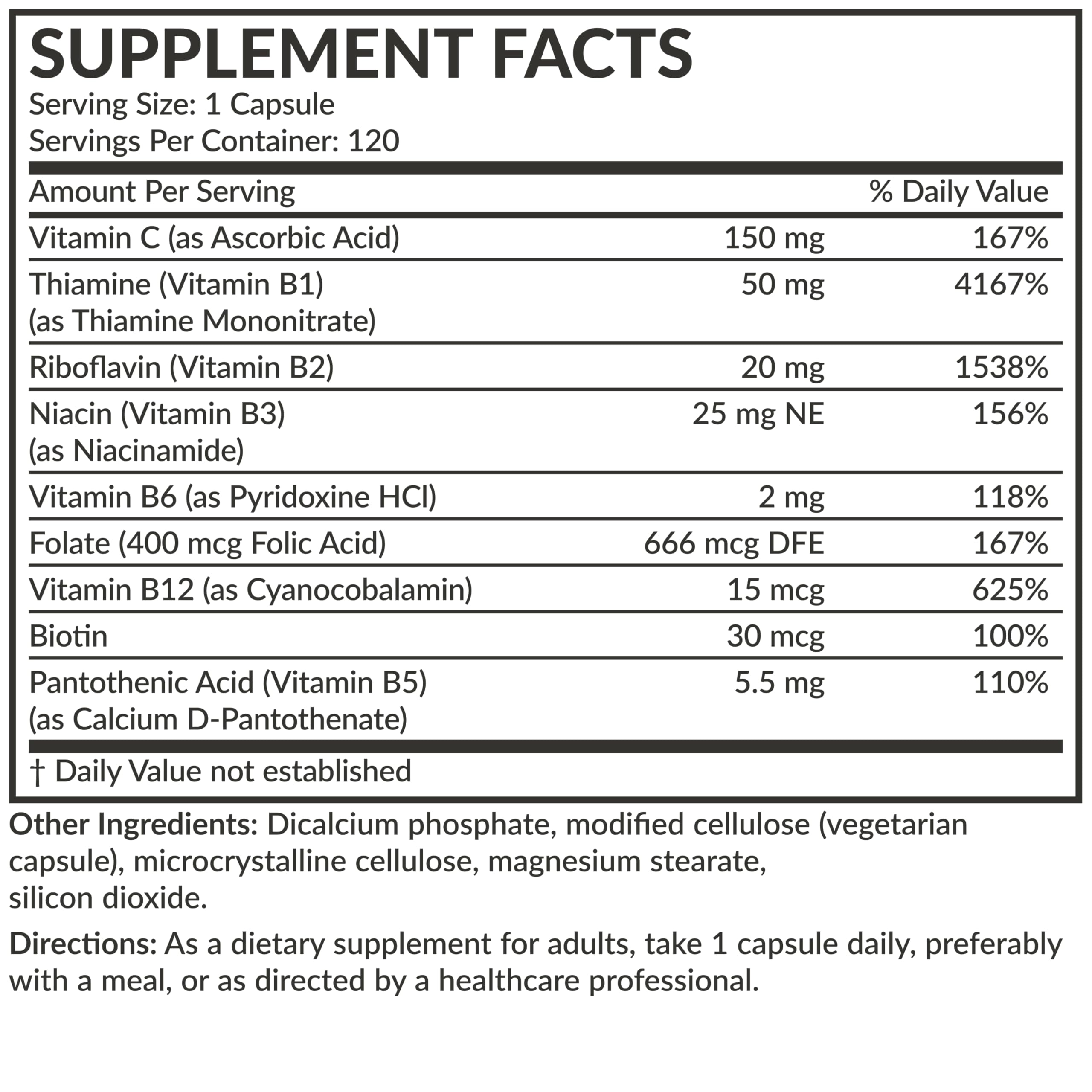 Futurebiotics Vitamin B Complex with Vitamin C - Energy & Immune Support, 120 Veg Capsules