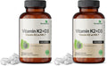 Futurebiotics Vitamin K2 (MK7) with D3 – Non-GMO, 5000 IU D3 & 90 mcg MK-7, 2-Pack (250 Veg Capsules per Bottle)