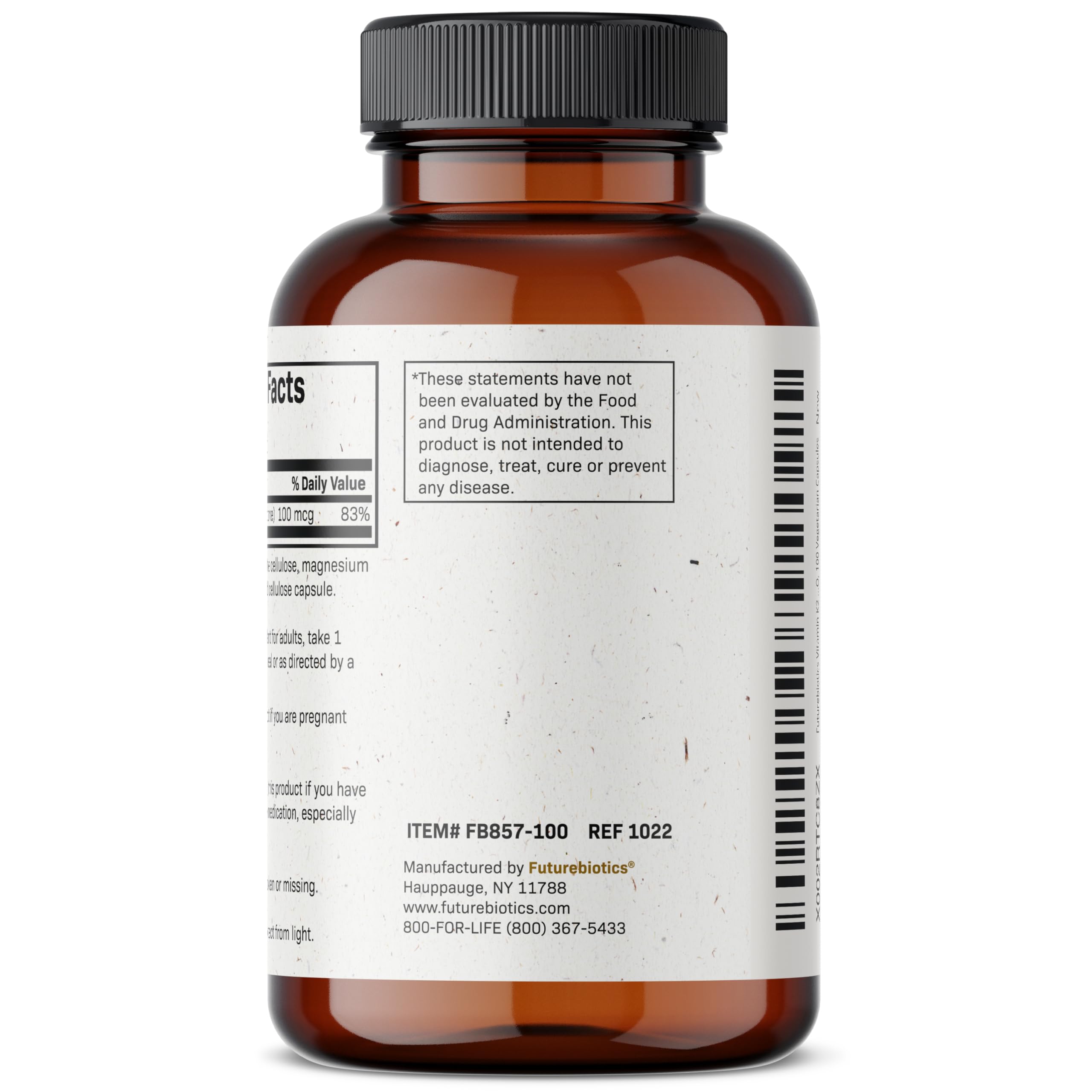 Futurebiotics Vitamin K2 as MK-7 100 mcg – Supports Strong Bones, Non-GMO, 100 Vegetarian Capsules (Pack of 2)