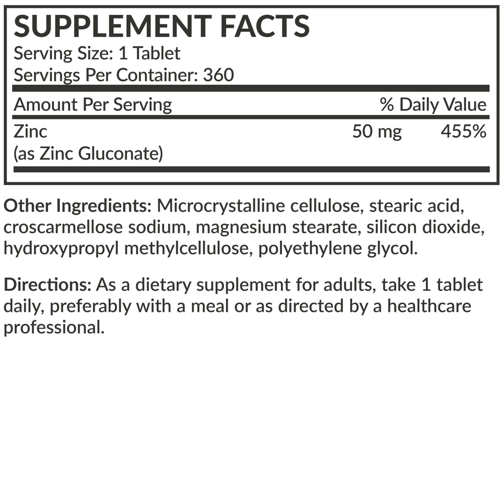 Futurebiotics Zinc 50 MG High Potency – 1 Year Supply, Non-GMO, 360 Tablets