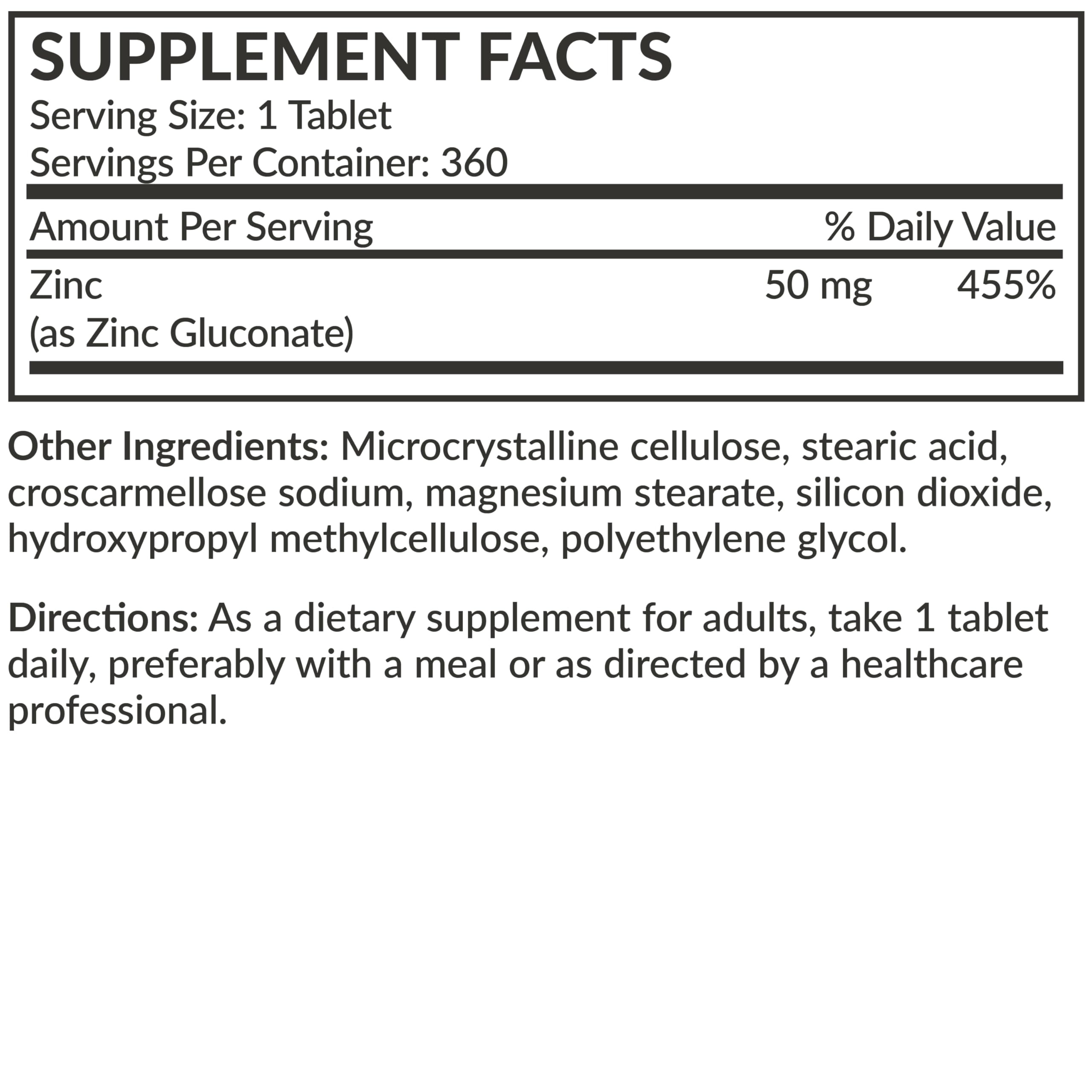 Futurebiotics Zinc 50 MG High Potency – 1 Year Supply, Non-GMO, 360 Tablets