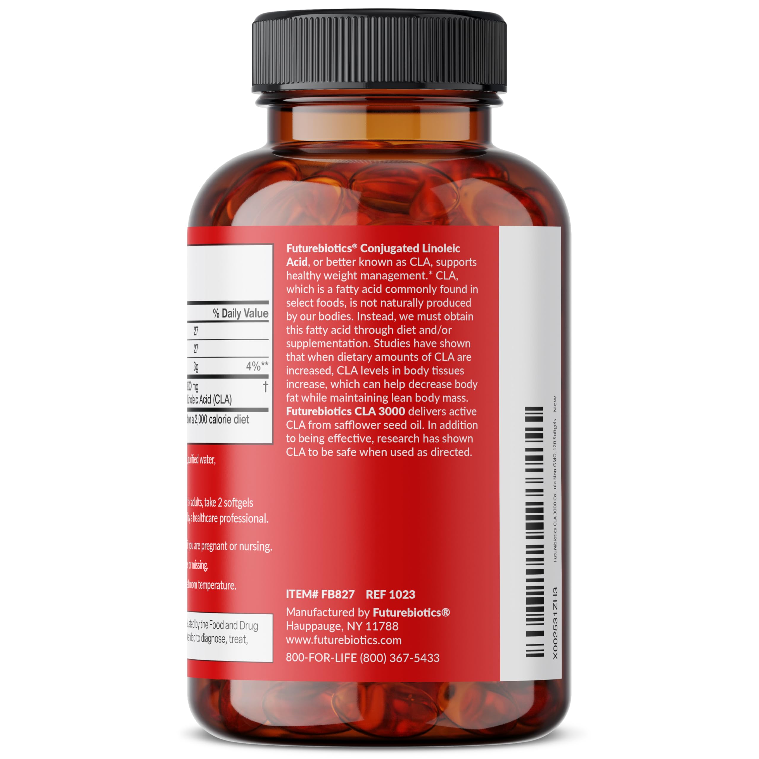 Futurebiotics CLA 3000 Extra High Potency – Non-Stimulating Conjugated Linoleic Acid, 120 Softgels