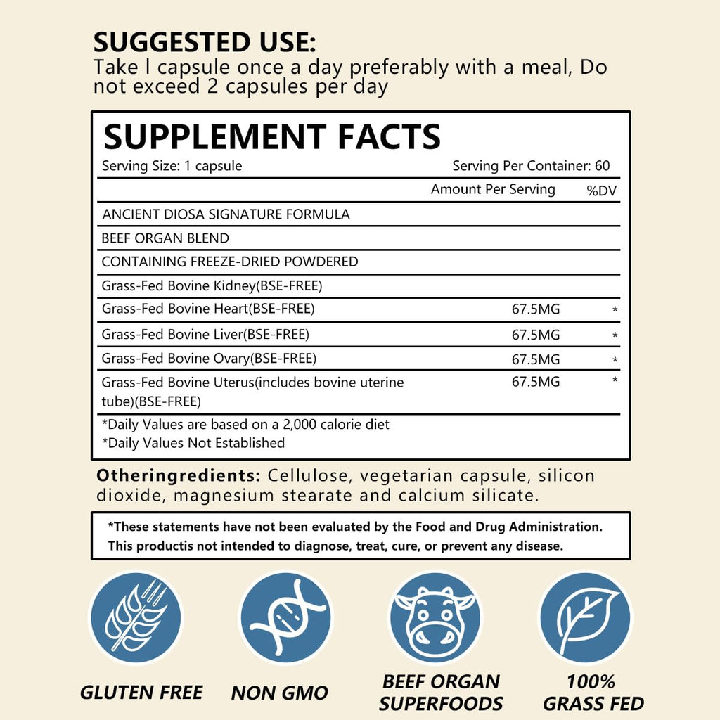 FW ZONE 100% Grass-Fed Beef Organs Supplement for Women | Hormone Balance & Gluten-Free