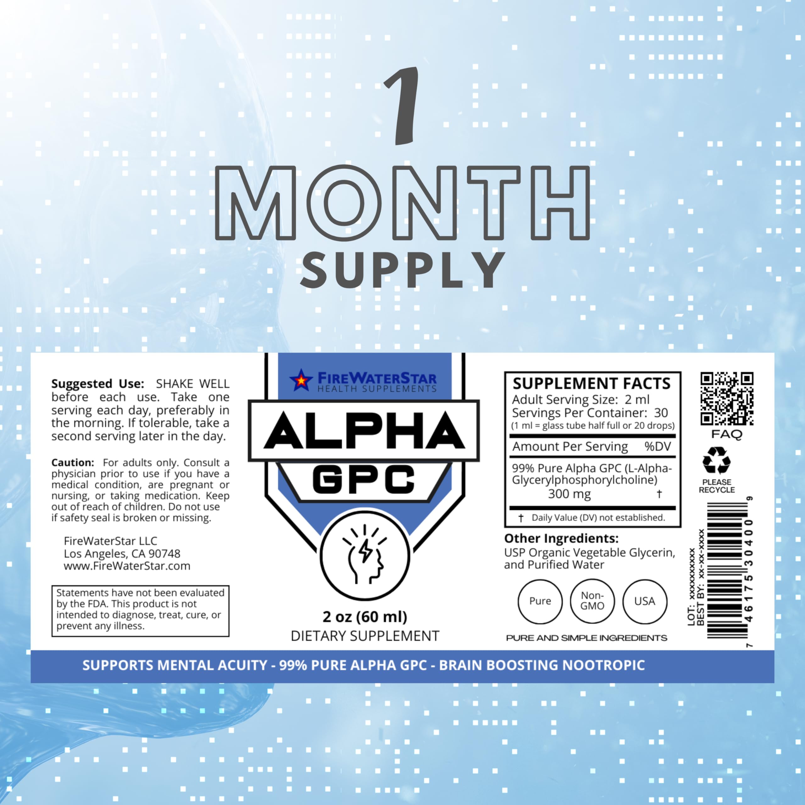 FWS Alpha GPC 300 mg – Liquid Choline for Memory & Focus | Organic & Non-GMO