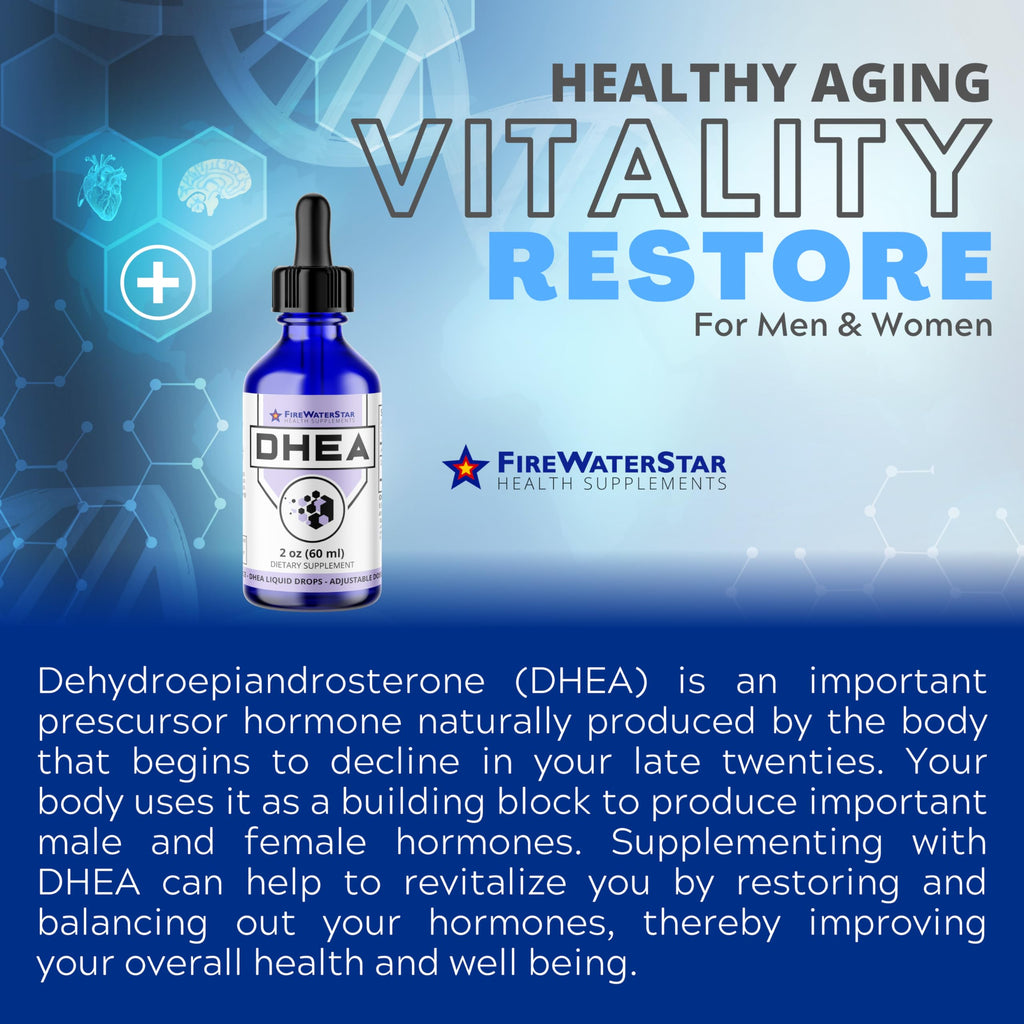 FWS DHEA Liquid Drops - Pure DHEA Supplement, Adjustable Dosing 5-50mg