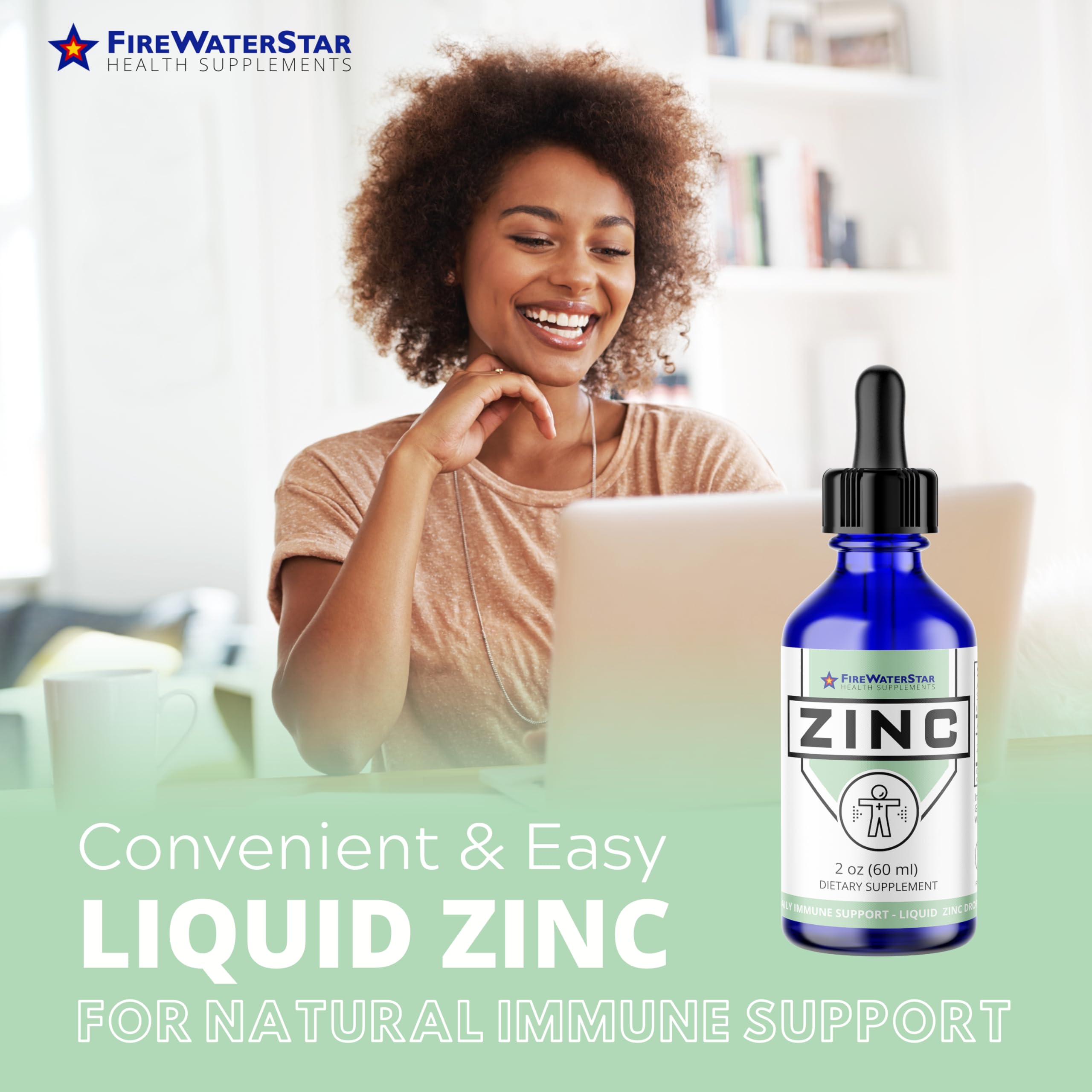 FWS Liquid Zinc Supplement for Men, Women & Kids – Organic Non-GMO Vegan Ionic Zinc Drops (2 oz, 30 Day Supply)