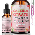 Fzjjyana Liquid Calcium Citrate Drops 1200 mg with Vitamin D3 & K2 – Peach Flavor, 2 oz, 30 Day Vegan Supply