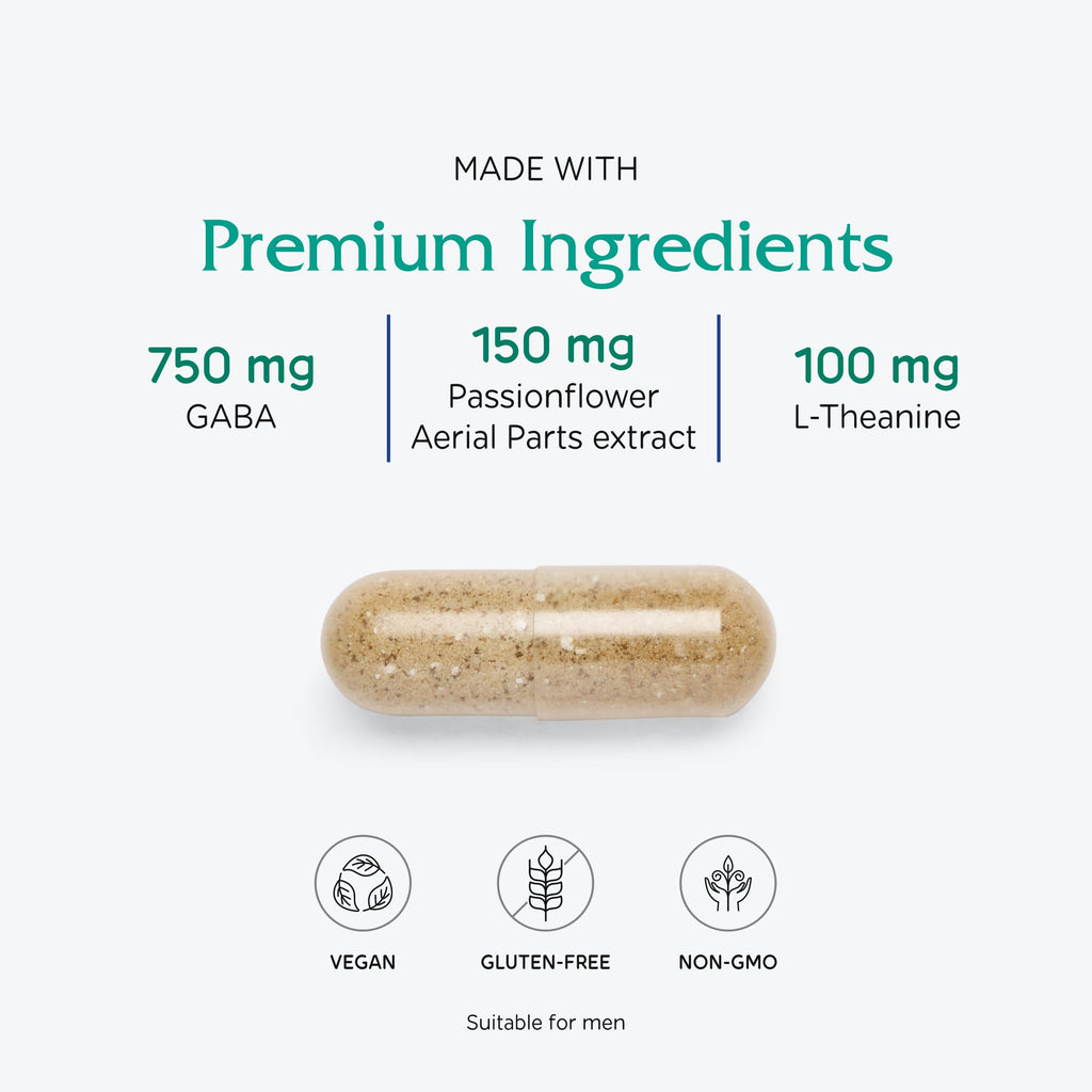 Vitanica GABA Ease - Calming Support, Vegan, 60 Capsules