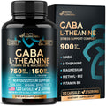 GABA 750mg + L-Theanine 150mg – Made in USA | Calm, Sleep & Mood Support (120 Vegan Capsules)