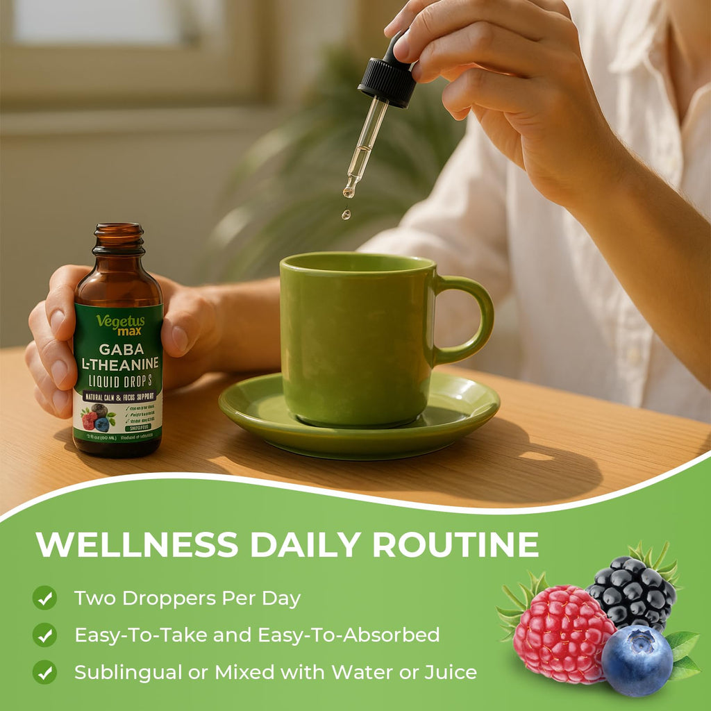 Liquid GABA L-Theanine Drops with Lion’s Mane – Calm, Sleep & Focus (2oz/60ml)