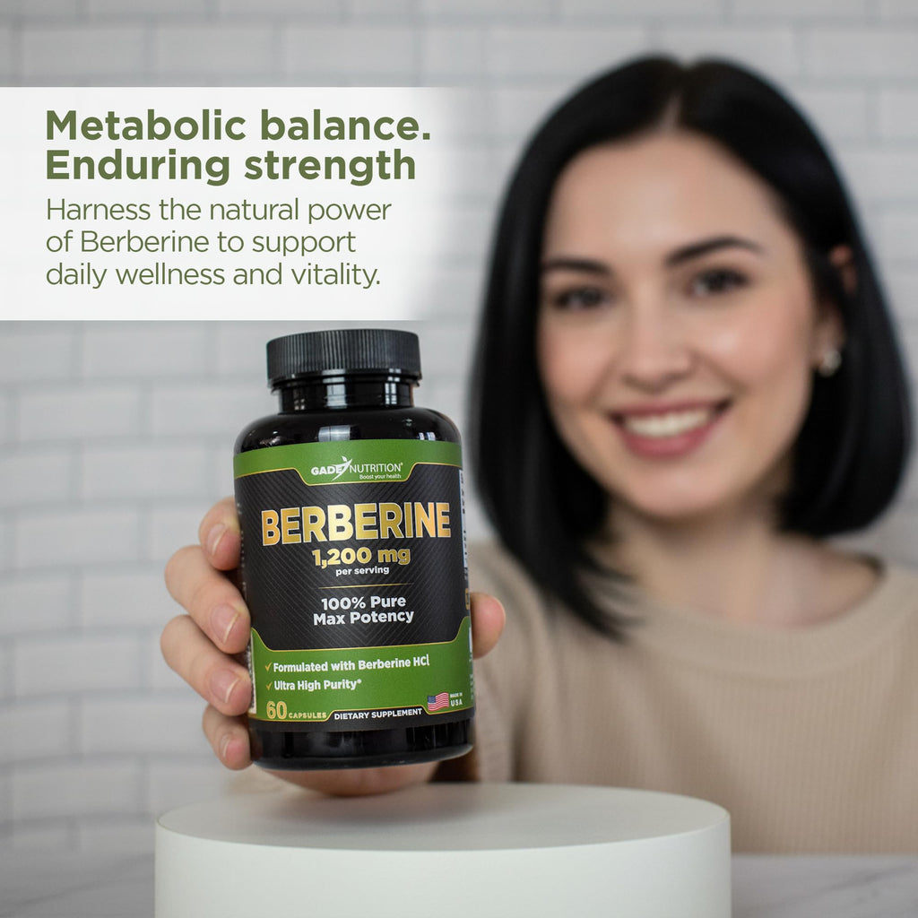 Gade Nutrition Berberine Supplement | Berberine HCl 1200 mg per Serving | Gluten Free, Non-GMO, Dairy Free | Made in USA