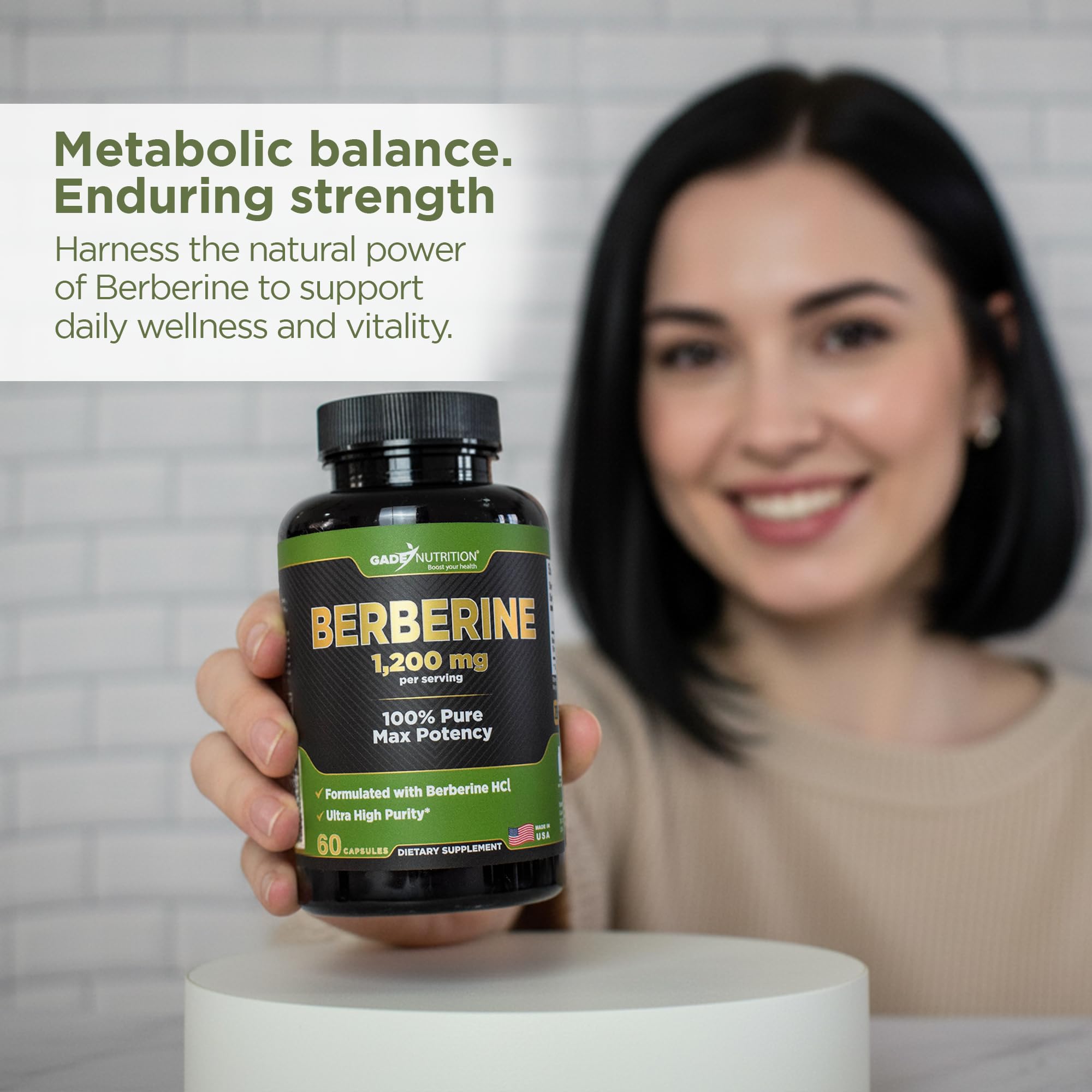Gade Nutrition Berberine Supplement | Berberine HCl 1200 mg per Serving | Gluten Free, Non-GMO, Dairy Free | Made in USA
