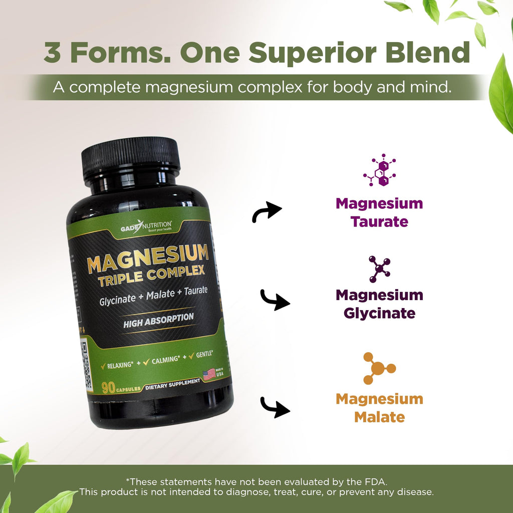 Gade Nutrition Magnesium Triple Complex | Glycinate, Malate & Taurate