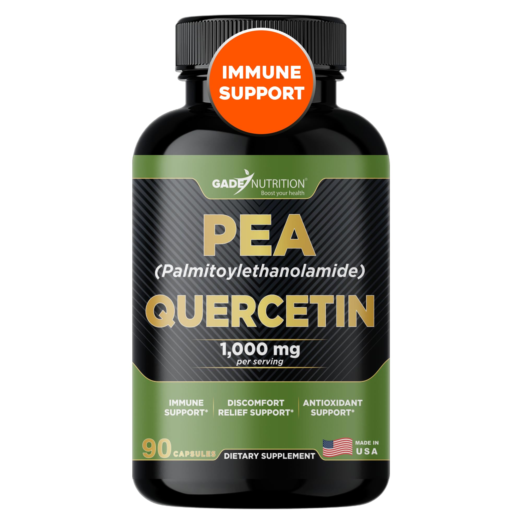 Gade Nutrition Palmitoylethanolamide PEA + Quercetin Phytosome | 800 mg PEA, 200 mg Quercetin | Made in USA