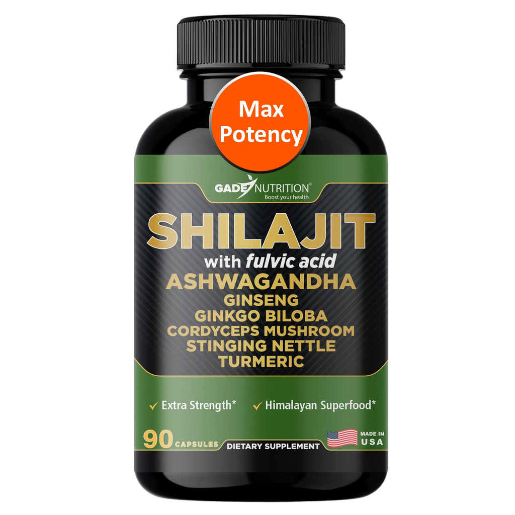 Gade Nutrition Pure Himalayan Shilajit Capsules – Premium Shilajit with Ashwagandha, Made in USA