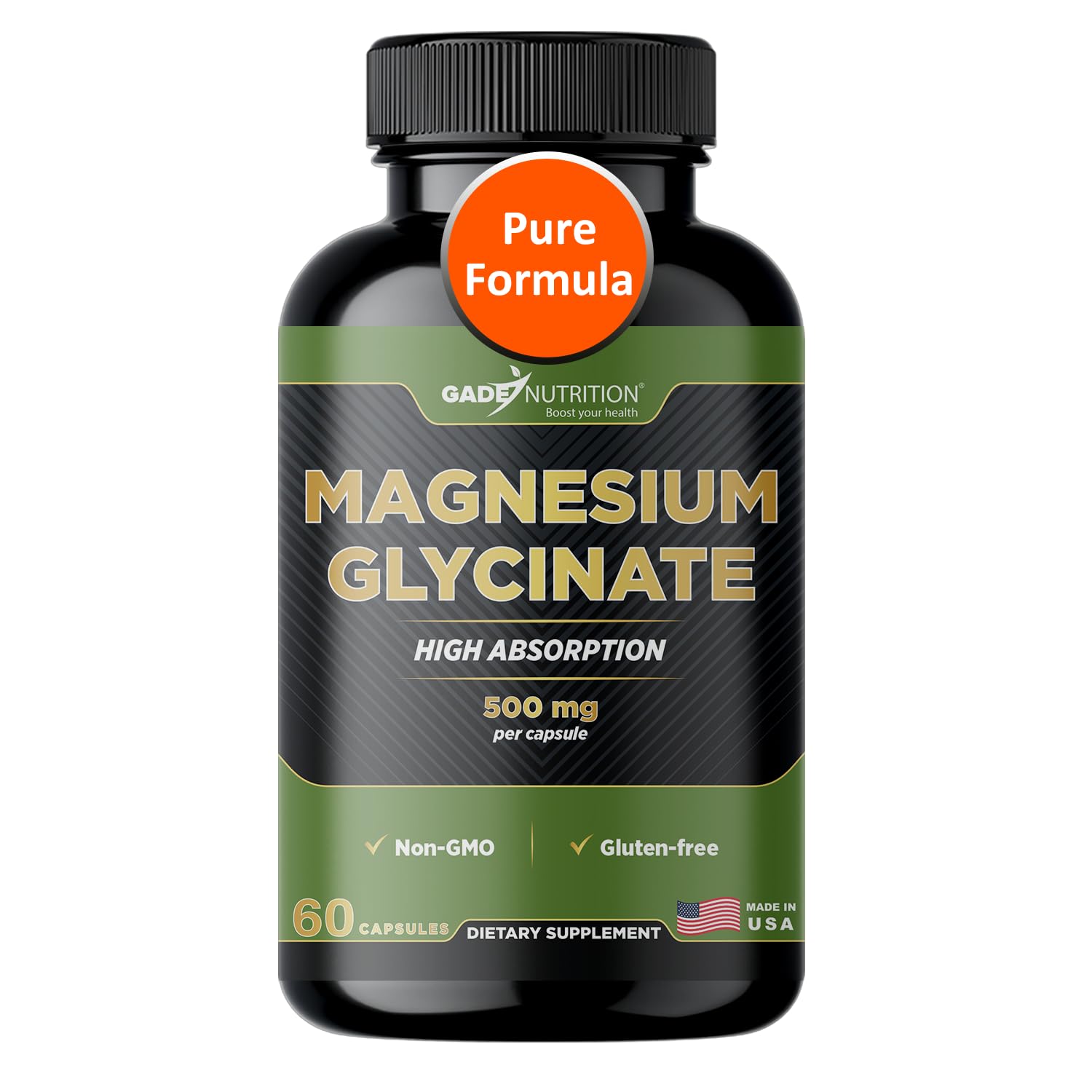 Gade Nutrition Pure Magnesium Glycinate | Magnesium Supplement as Calm Magnesium for Sleep | Magnesium Complex Supplement in Capsules Made wih Magnesium Glycinate Powder - or Calm Magnesium Powder