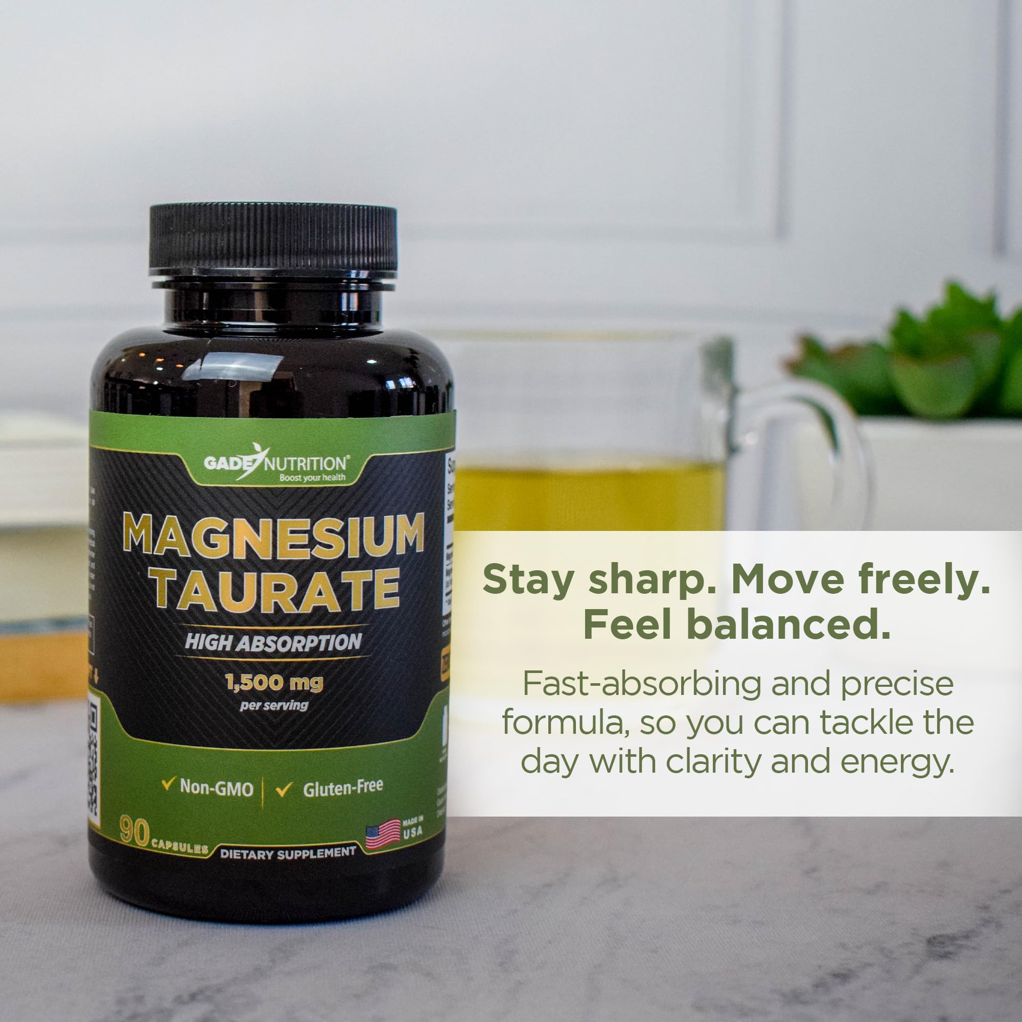Gade Nutrition Pure Magnesium Taurate – Calm, Sleep & Heart Health | Made in USA