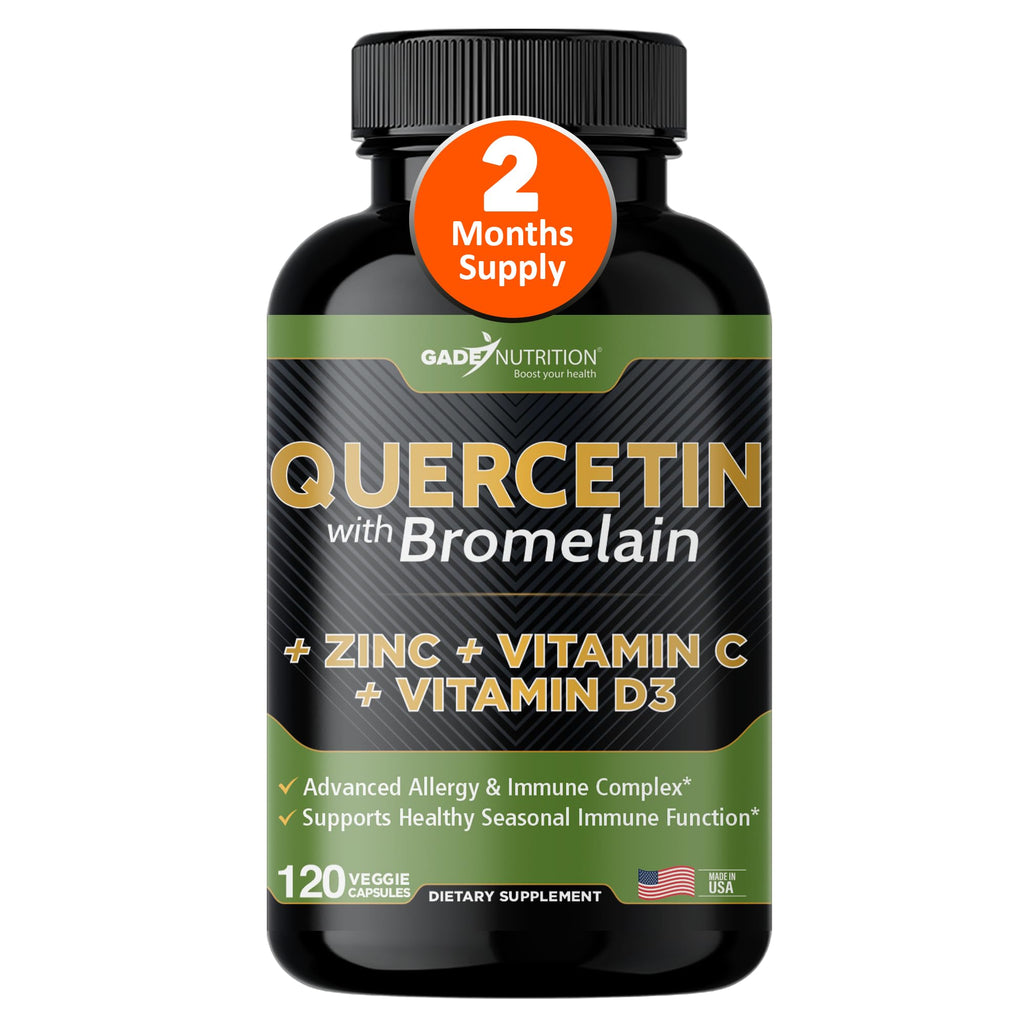 Quercetin with Bromelain, Vitamin C & D3 + Zinc – Immune Support Capsules | Made in USA