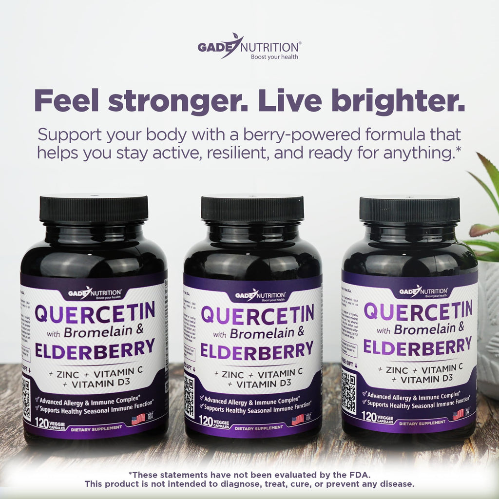Gade Nutrition Quercetin with Bromelain & Elderberry | Immune Support (6 Months)