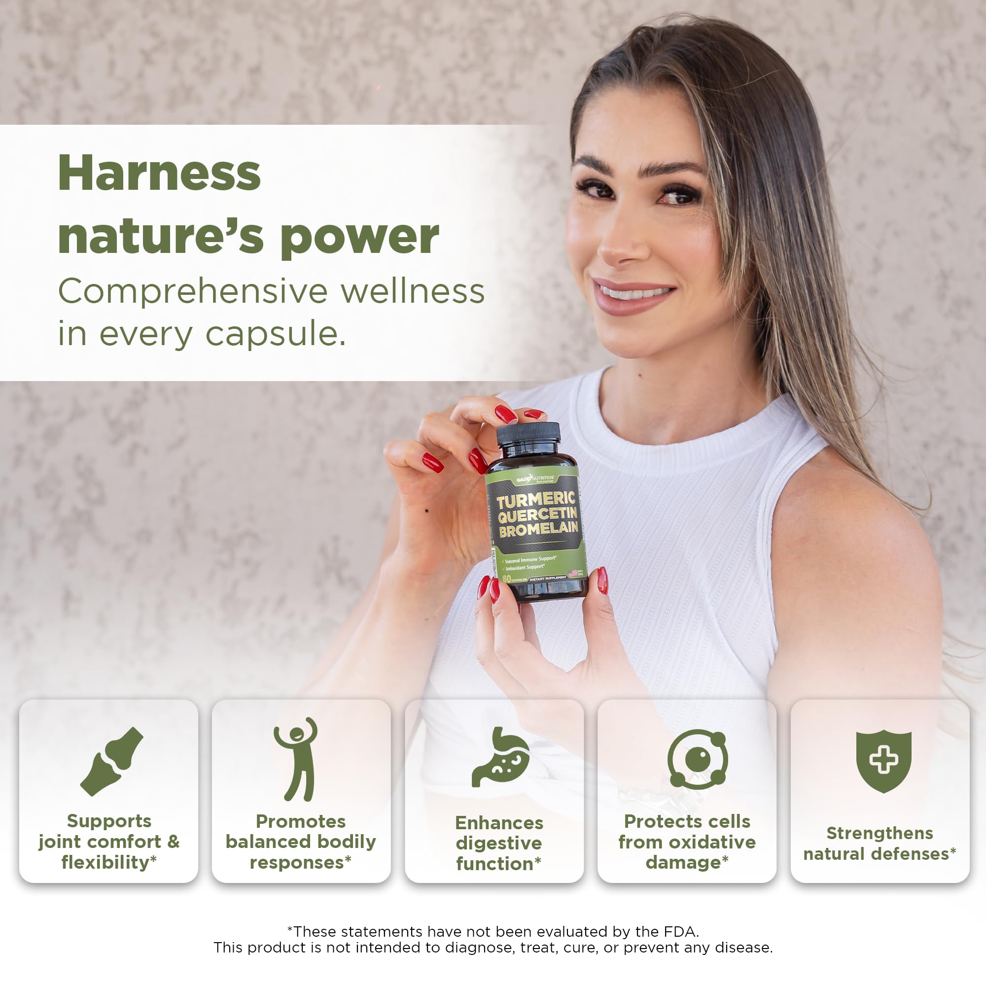Gade Nutrition Turmeric Quercetin with Bromelain – Immune, Allergy & Joint Support | Non-GMO & Gluten-Free | Made in USA