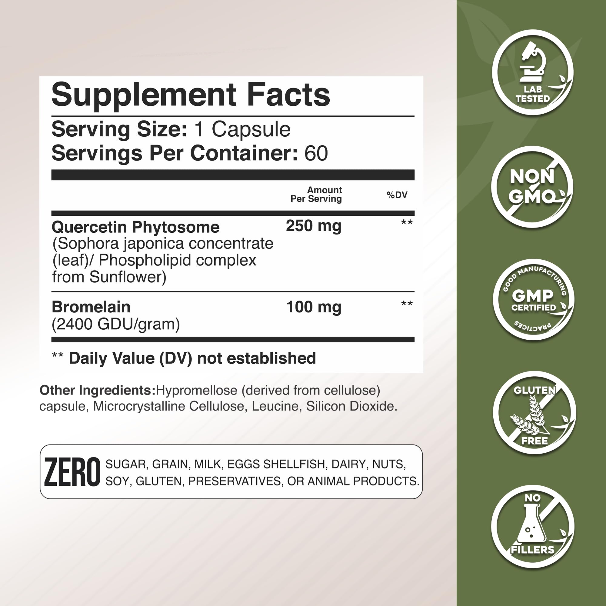 Gade Nutrition Quercetin Phytosome with Bromelain – 95% Purified, 50x Absorption