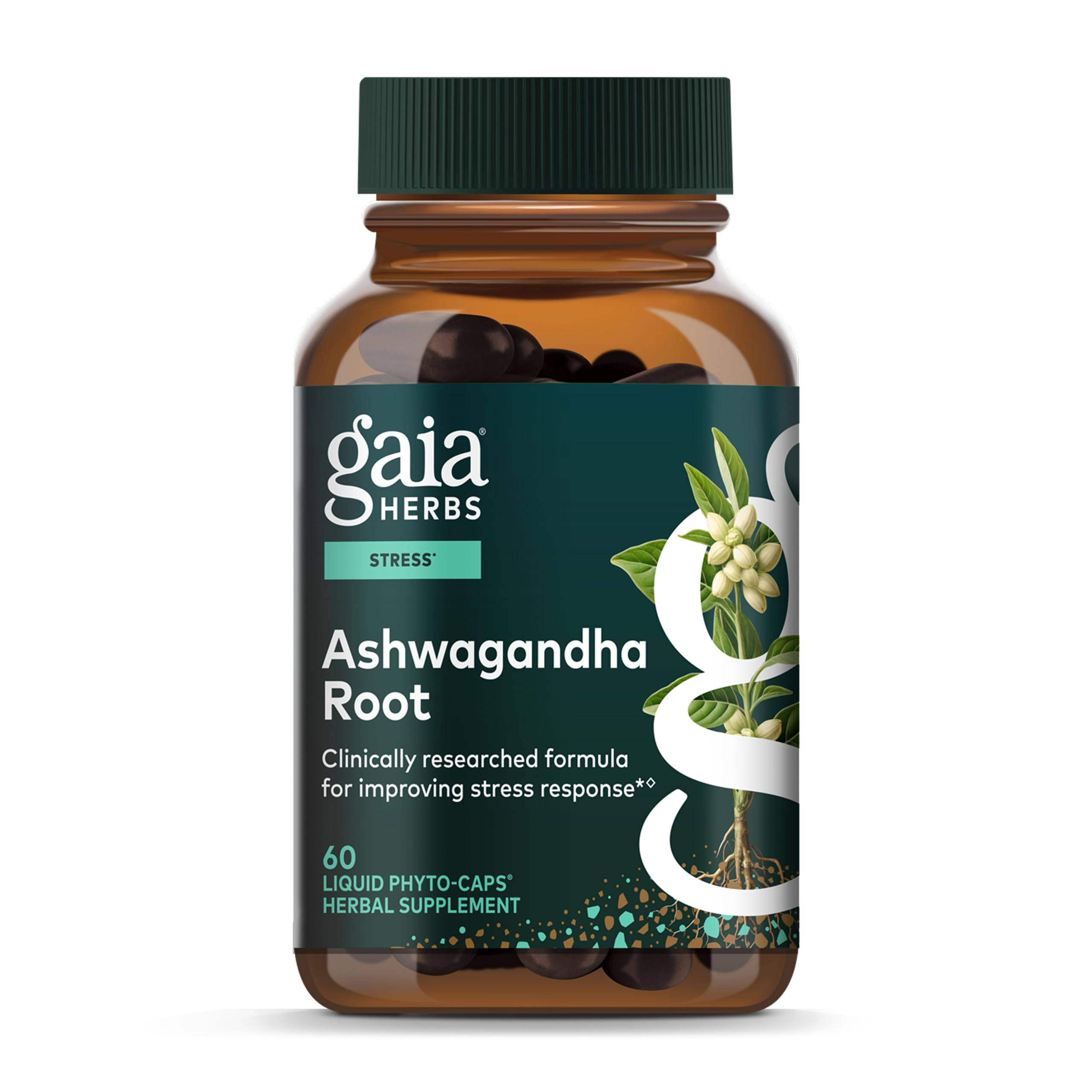 Gaia Herbs Ashwagandha Root - Stress Relief & Sleep Support (60 Vegan Capsules)